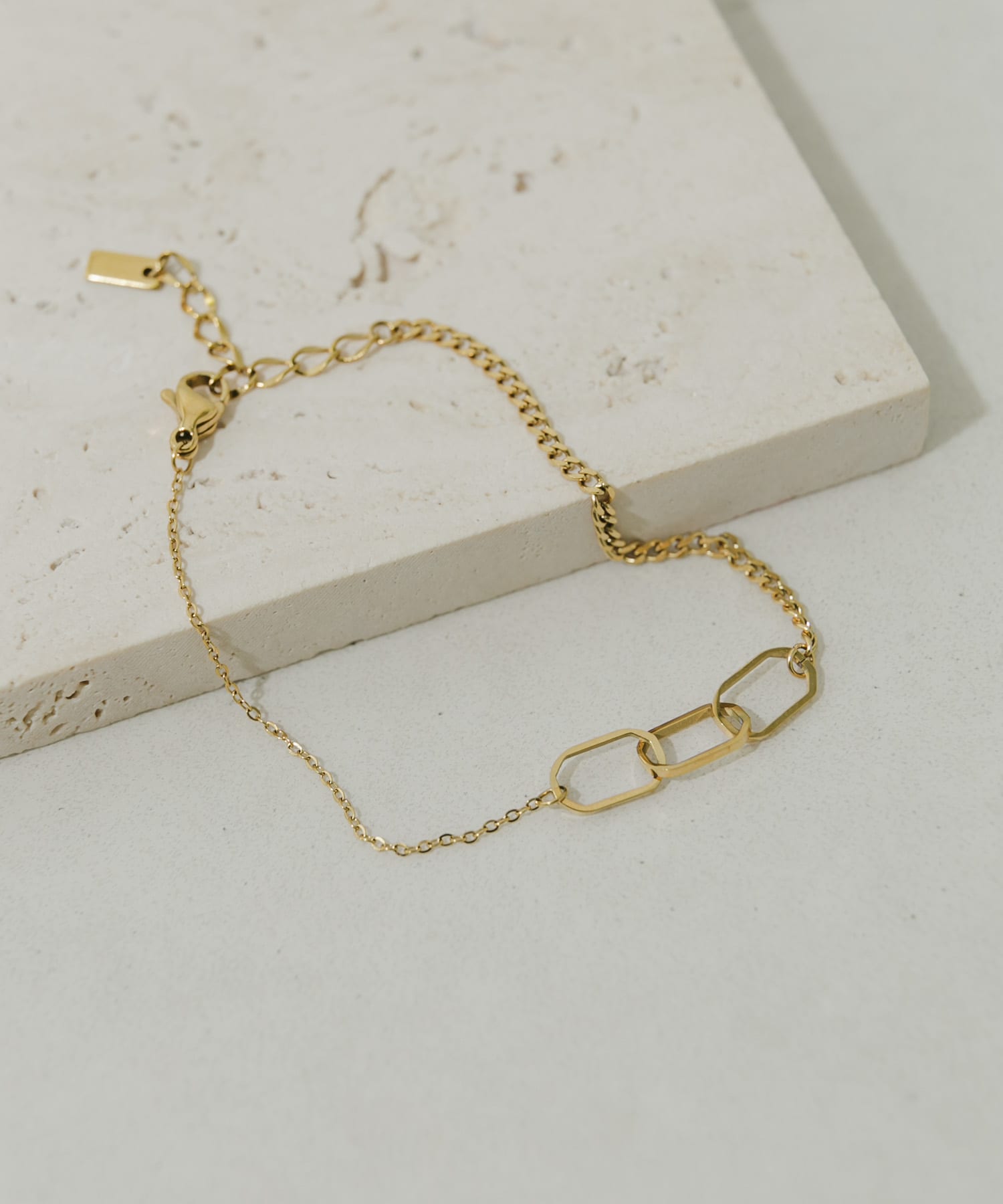 ステンレスチェーンコンビブレスレット GLD -