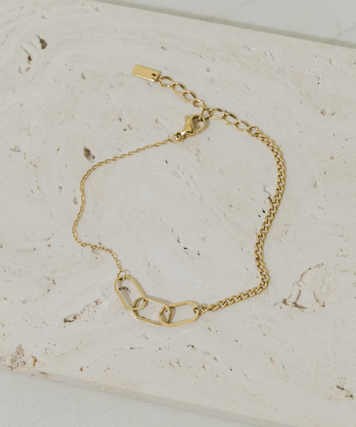 ステンレスチェーンコンビブレスレット GLD -
