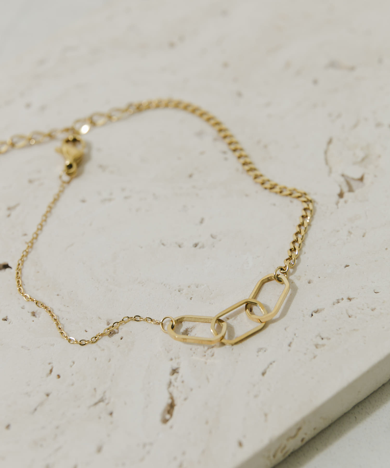 ステンレスチェーンコンビブレスレット GLD -