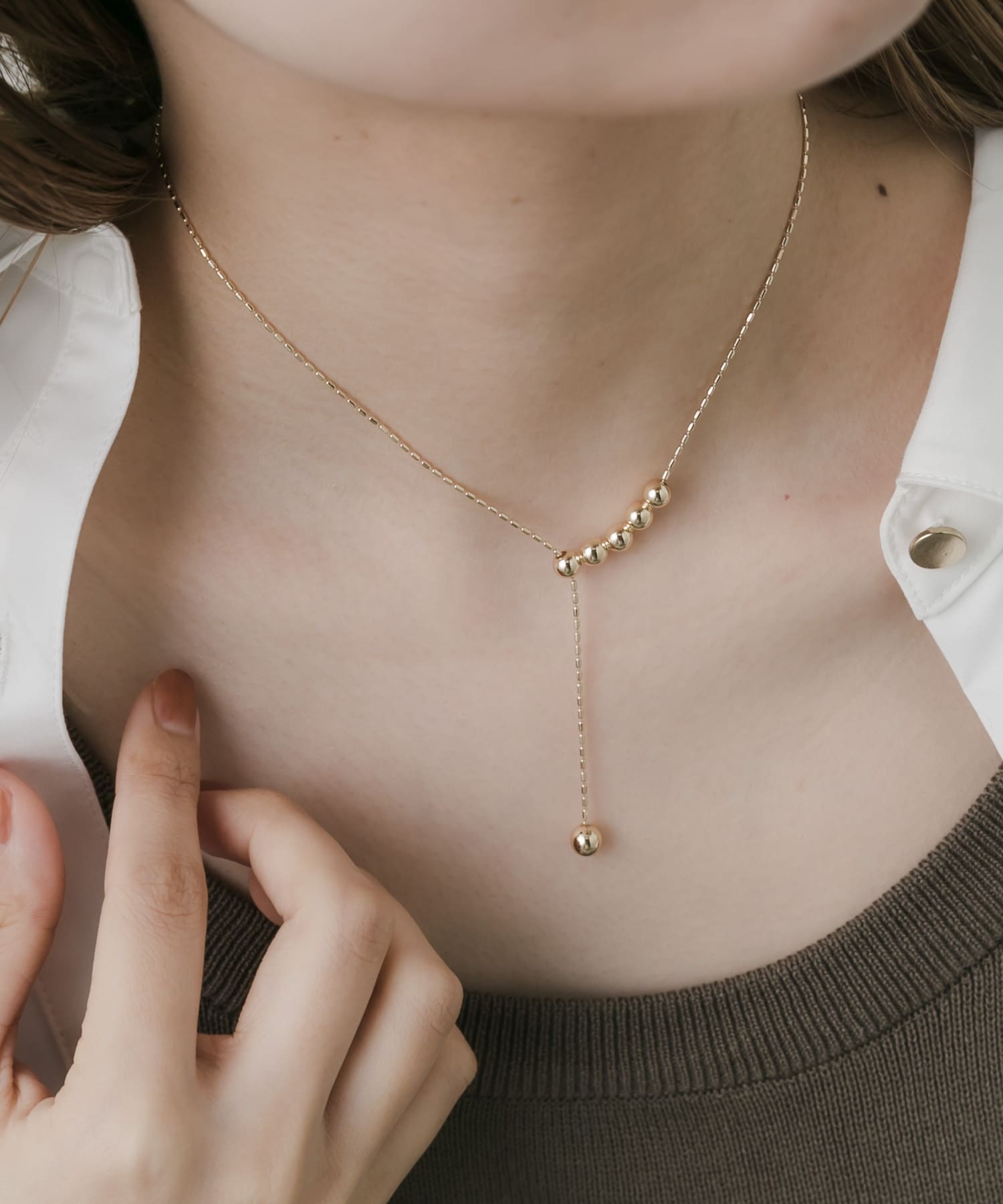 ボールスライドYネックレス GLD -