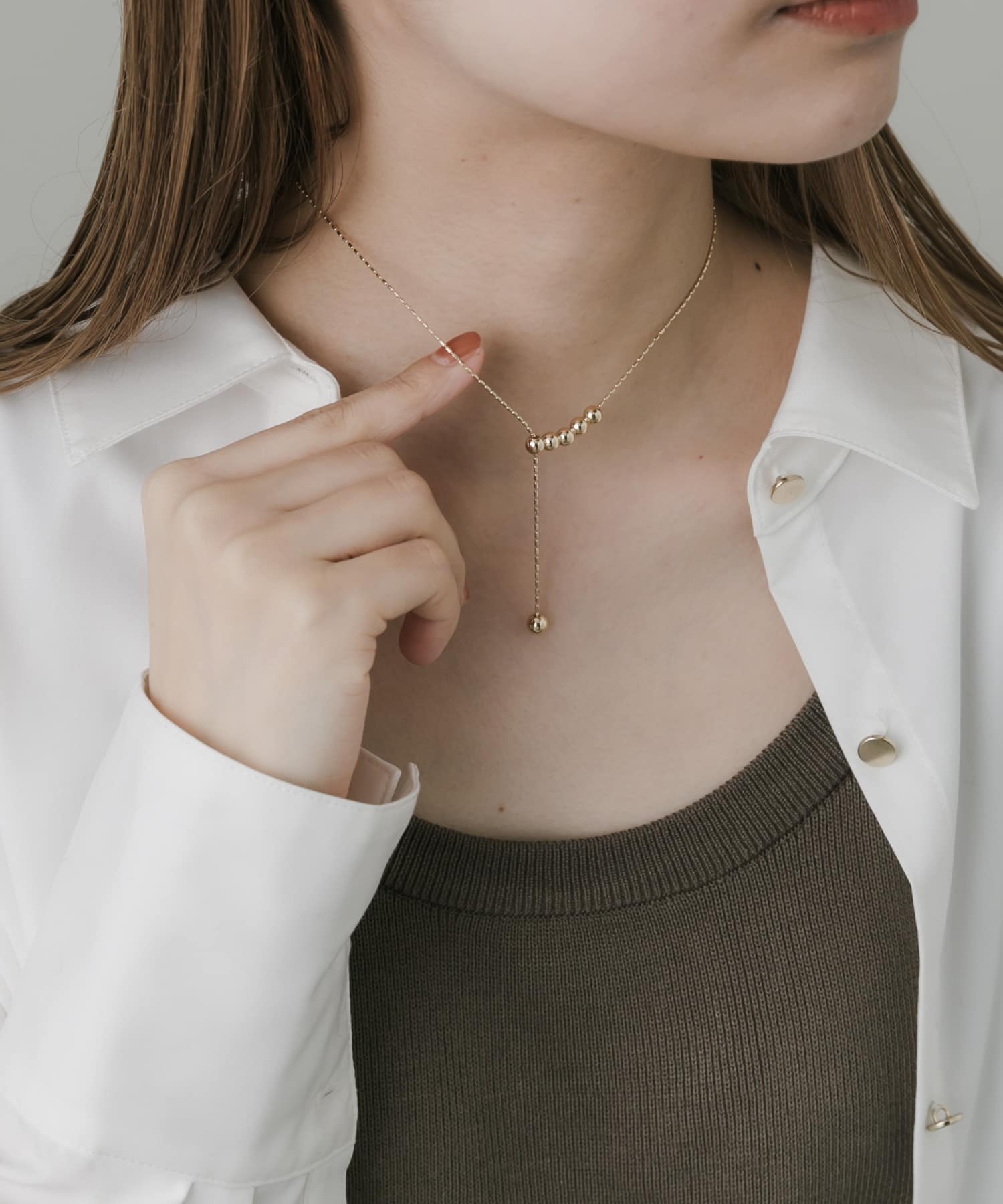ボールスライドYネックレス GLD -
