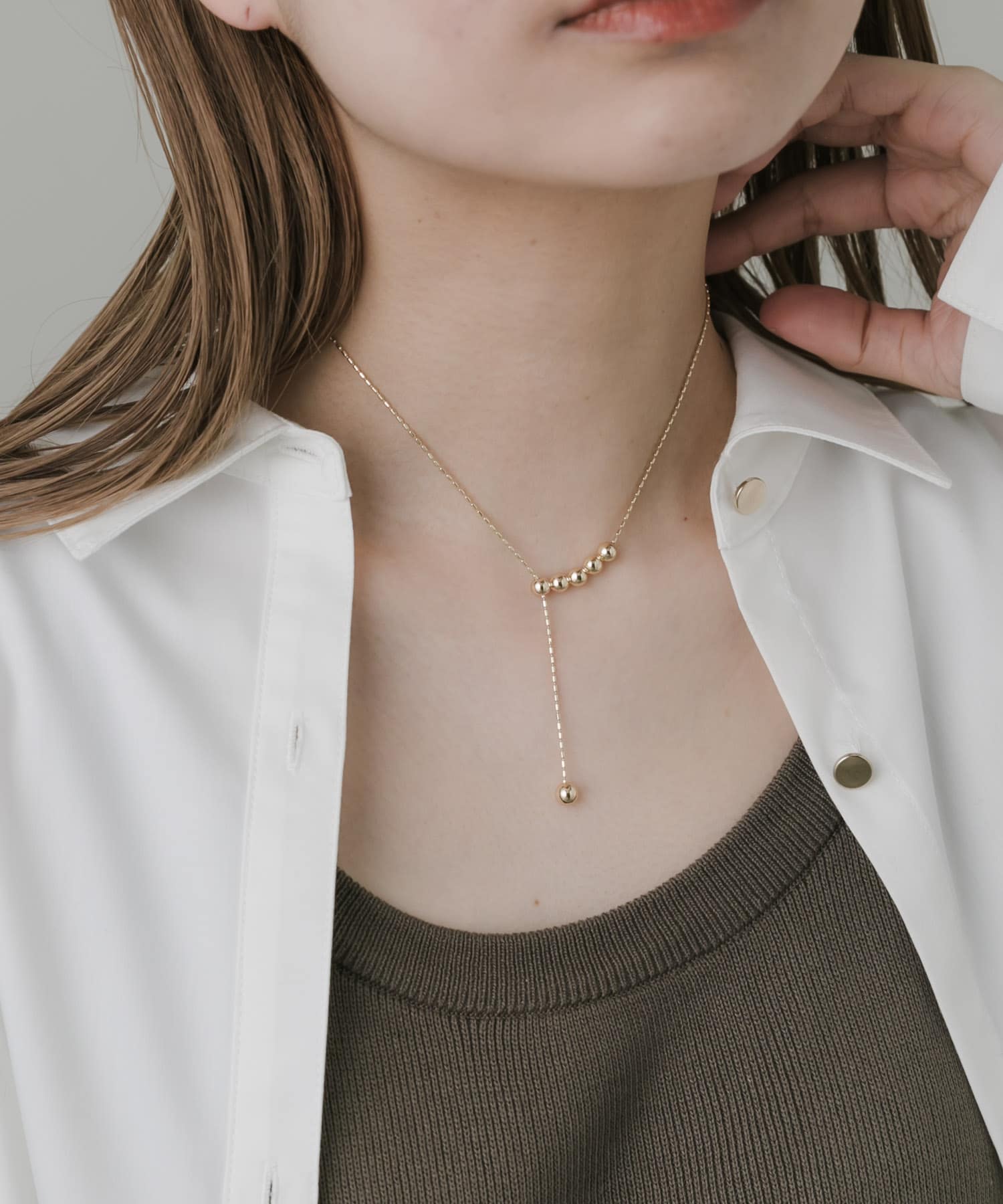 ボールスライドYネックレス GLD -
