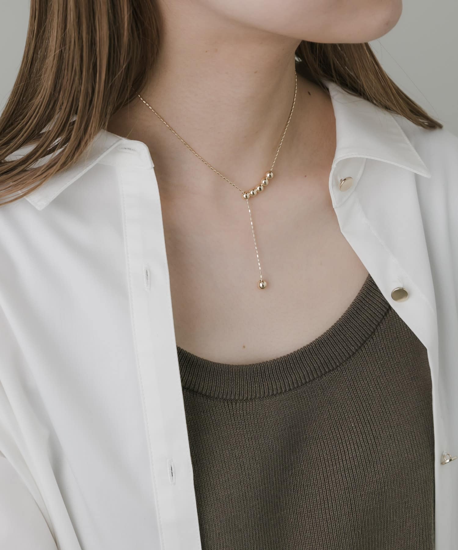 ボールスライドYネックレス GLD -