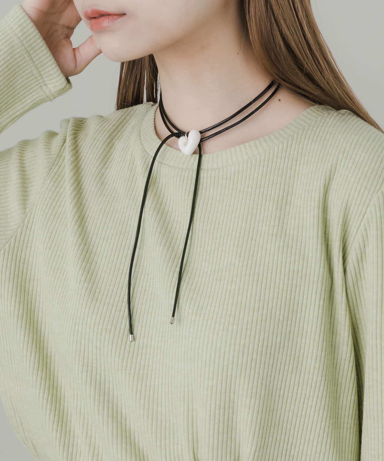 ハートワントップロングコードチョーカー WHT/BLK -
