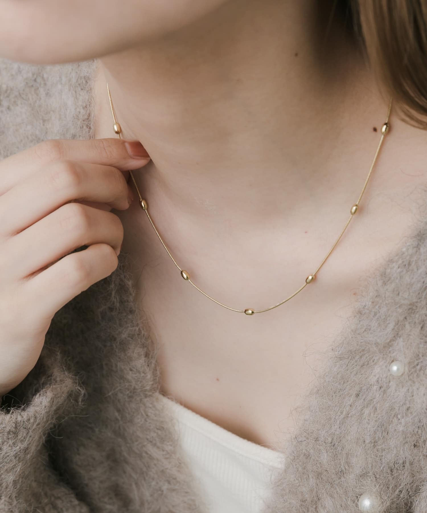 ステンレスボールスネークネックレス(- GLD): アクセサリー
