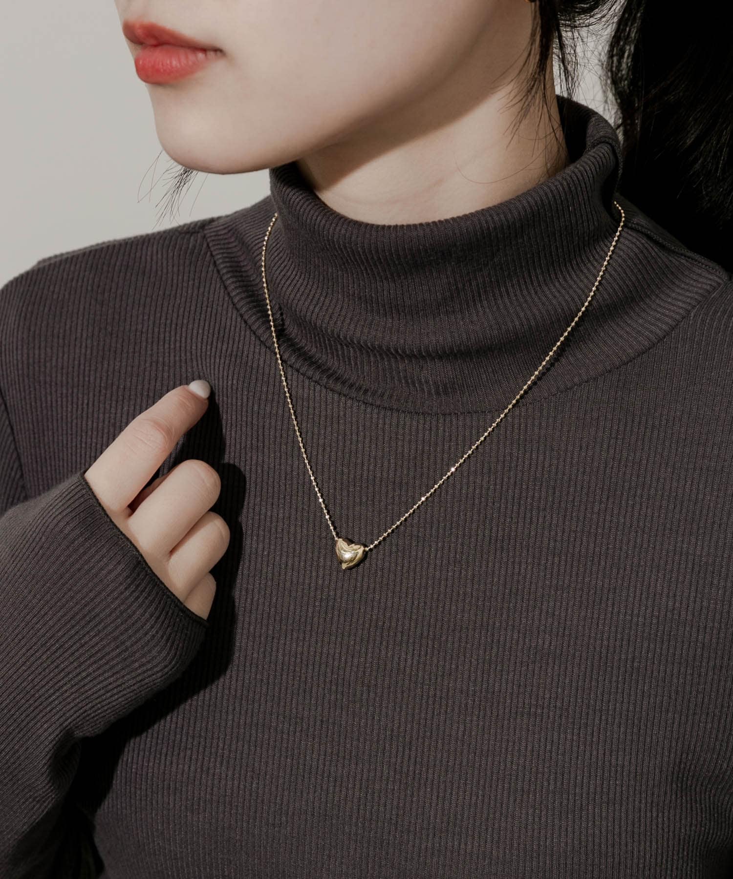 ボールチェーンハートトップネックレス GLD -