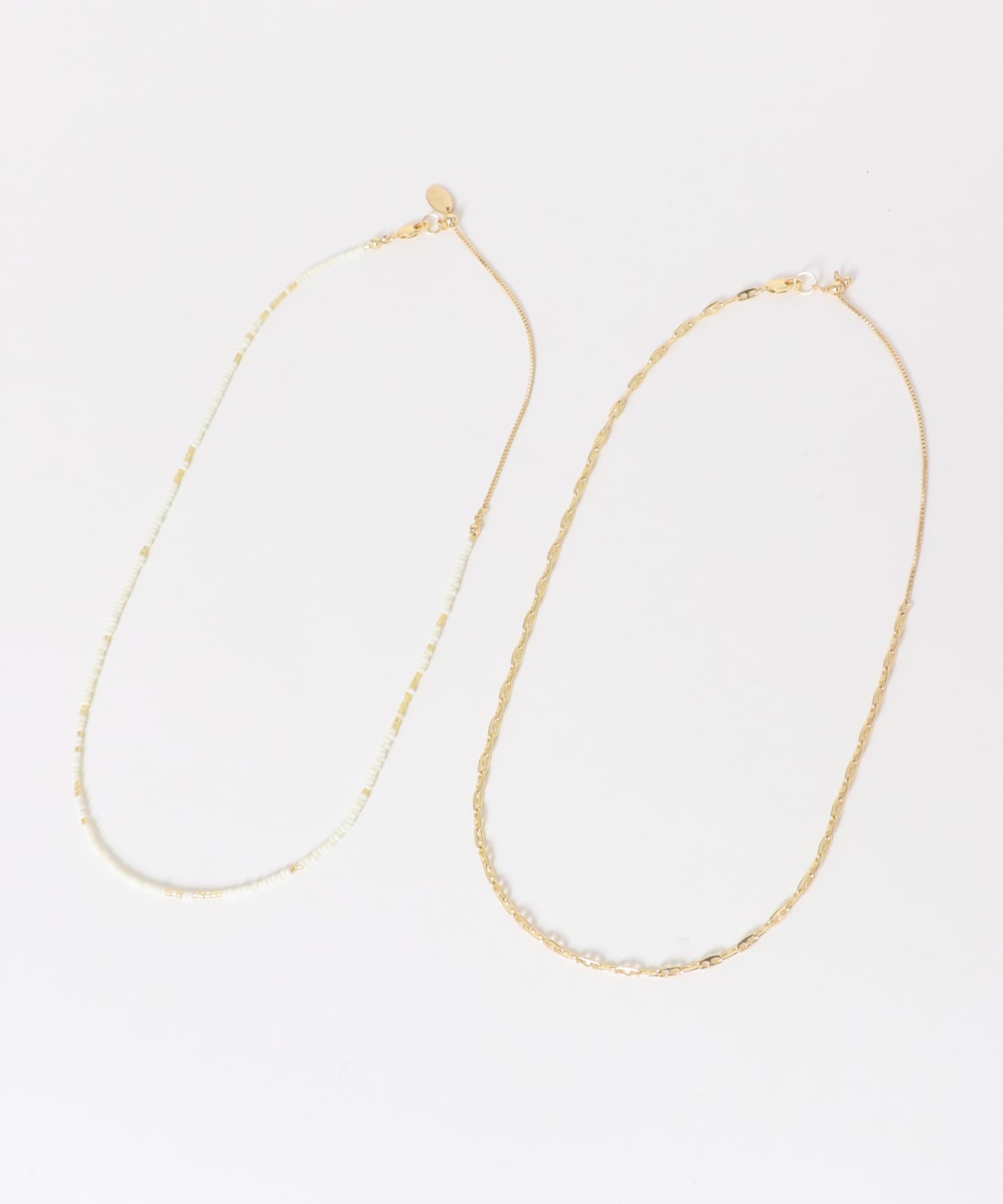 ビーズアンカーチェーン2セットネックレス WHT/GLD -