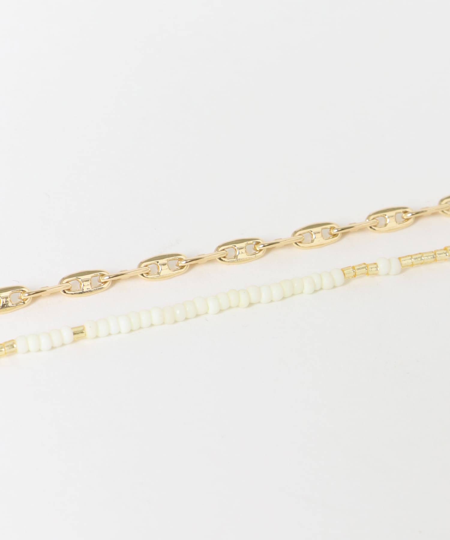 ビーズアンカーチェーン2セットネックレス WHT/GLD -