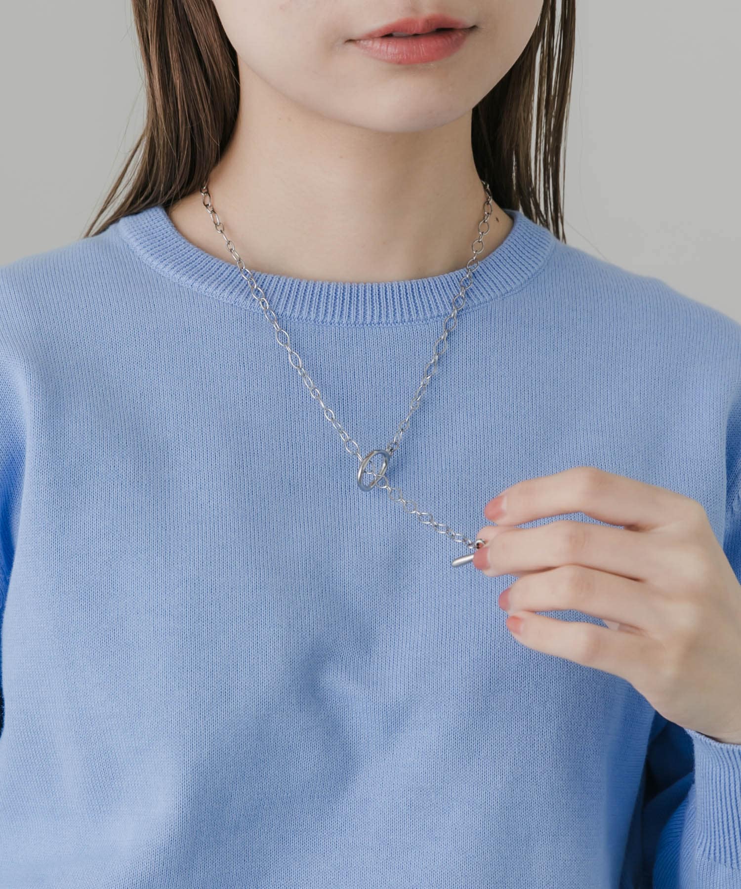 ステンレスマンテルチェーンネックレス SLV -