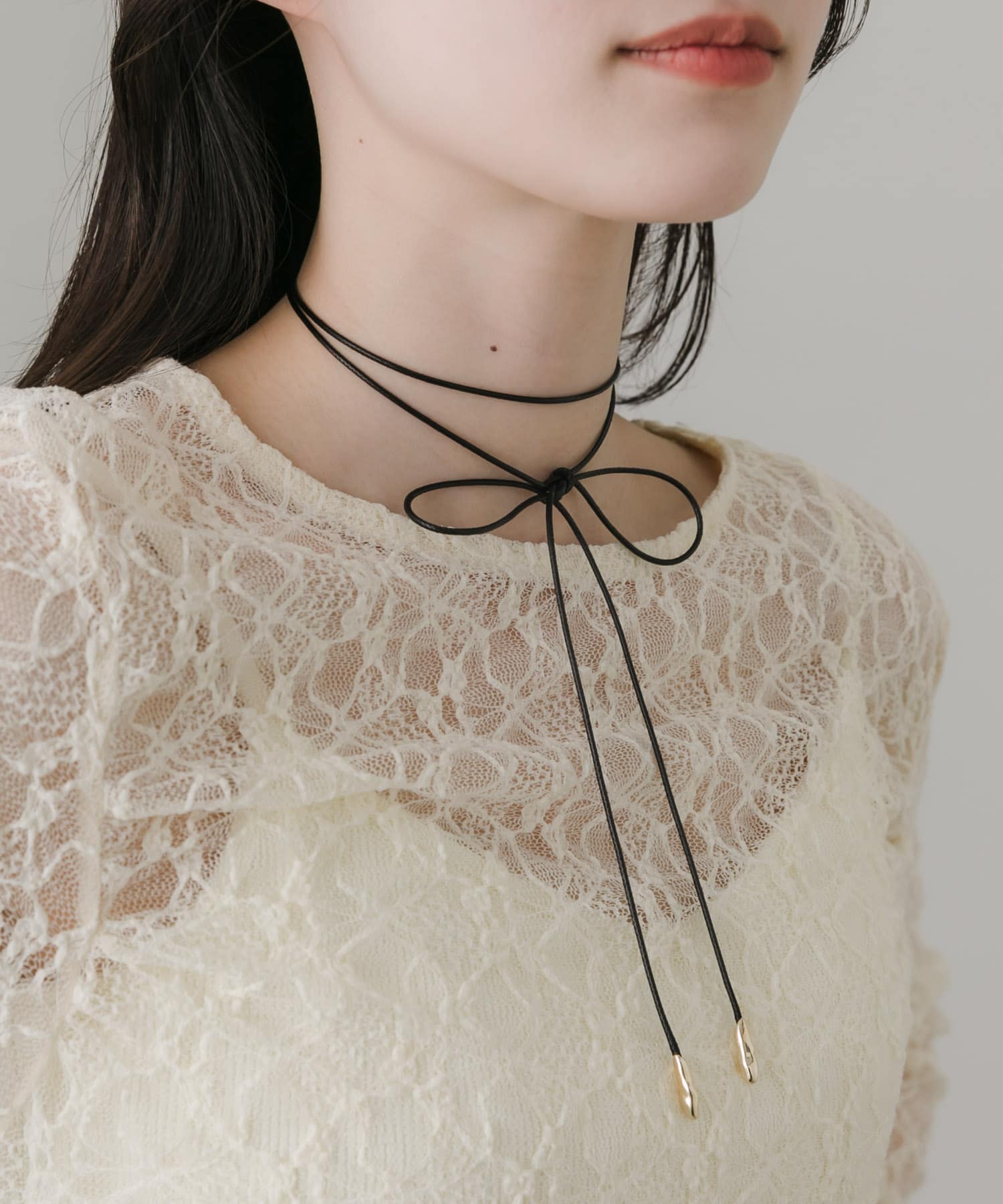 メタルコードチョーカーネックレス BLK/GLD -