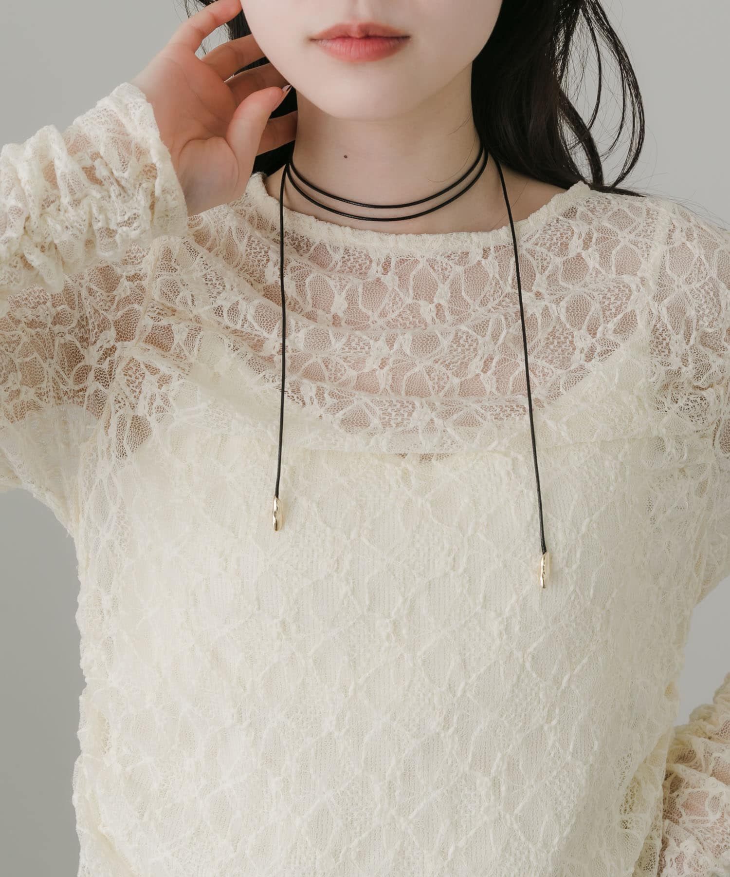 メタルコードチョーカーネックレス BLK/GLD -