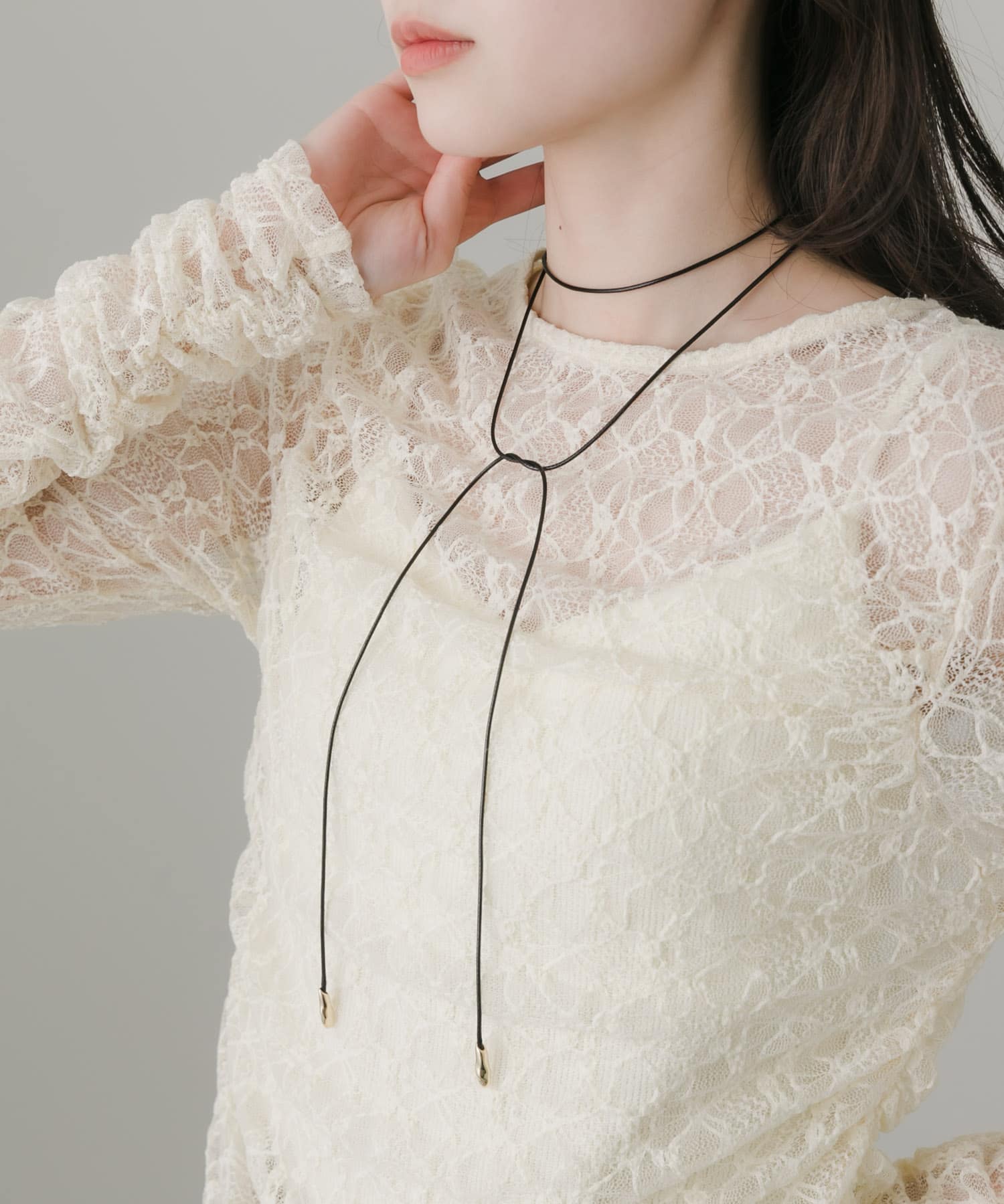 メタルコードチョーカーネックレス BLK/GLD -
