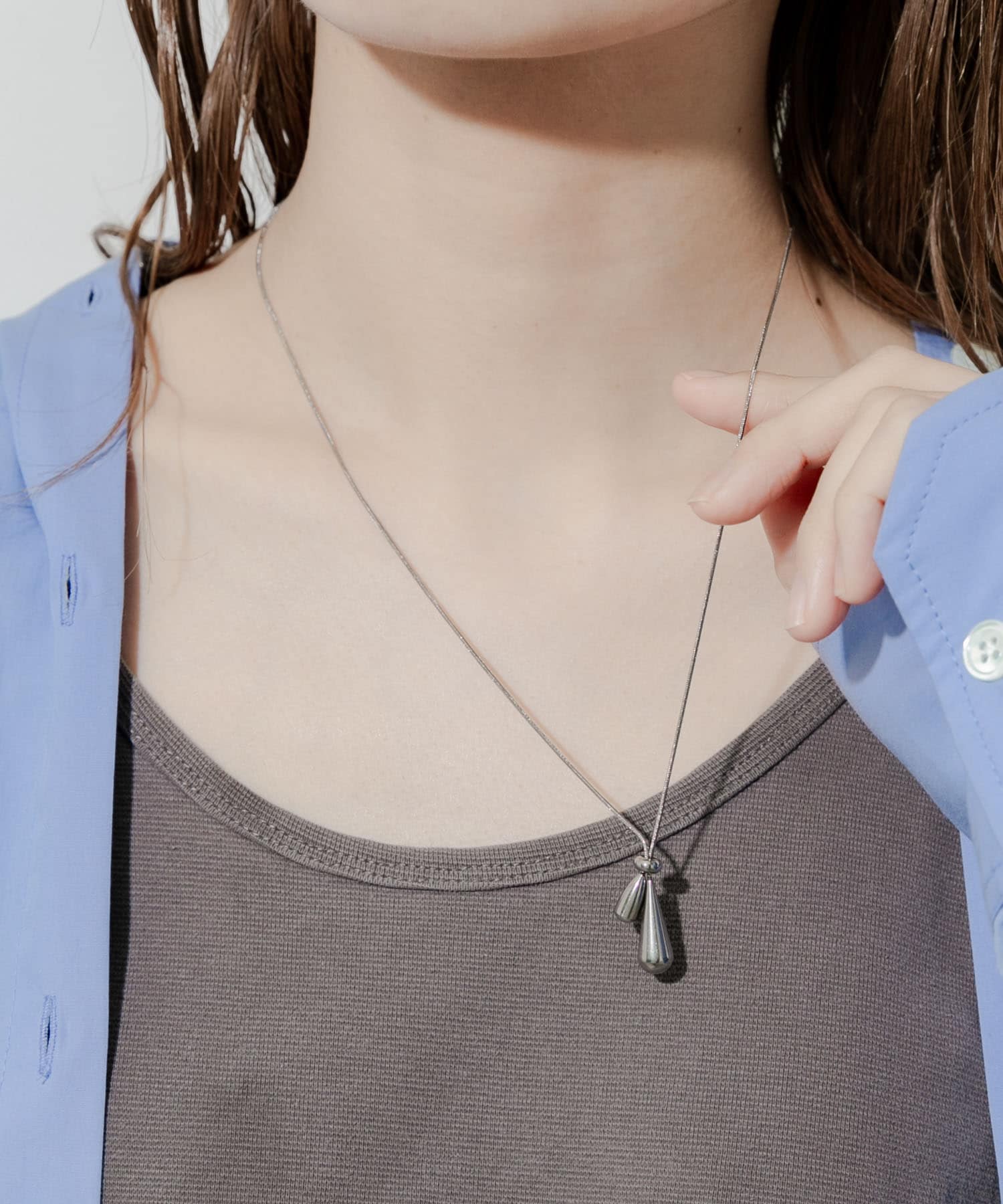 ステンレスドロップスライドネックレス SLV -