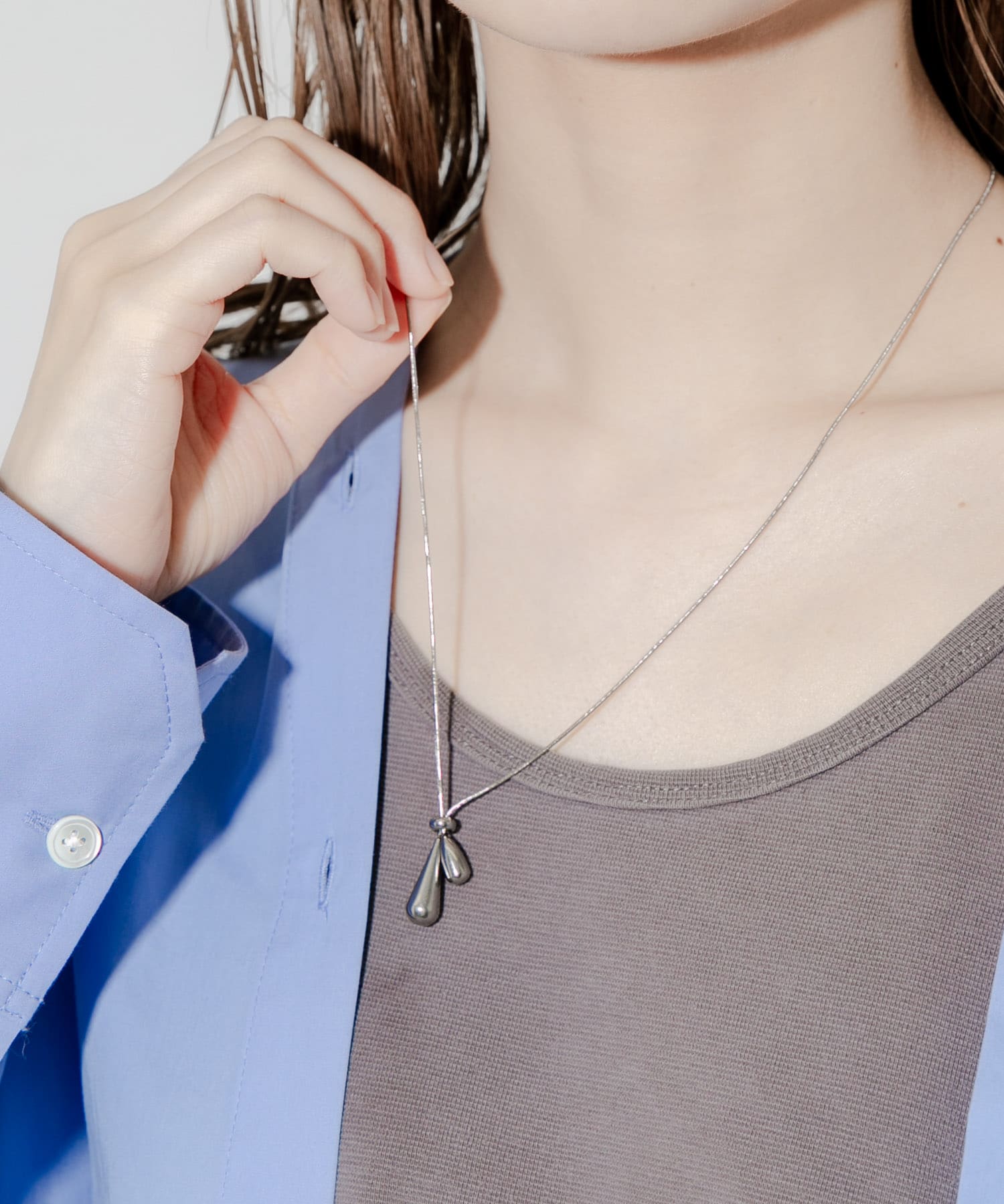 ステンレスドロップスライドネックレス SLV -