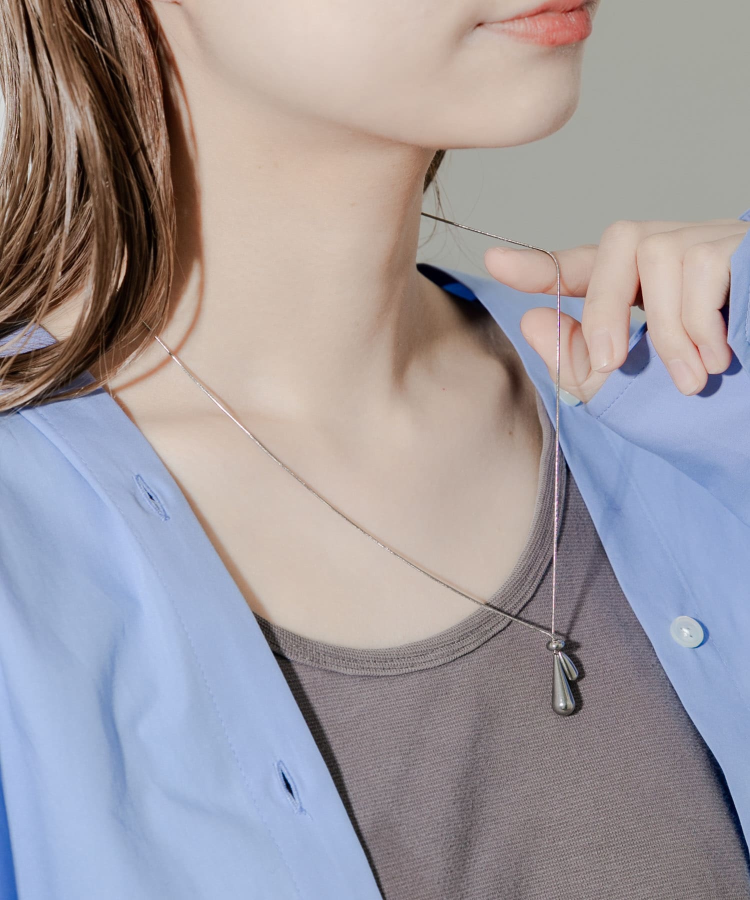 ステンレスドロップスライドネックレス SLV -