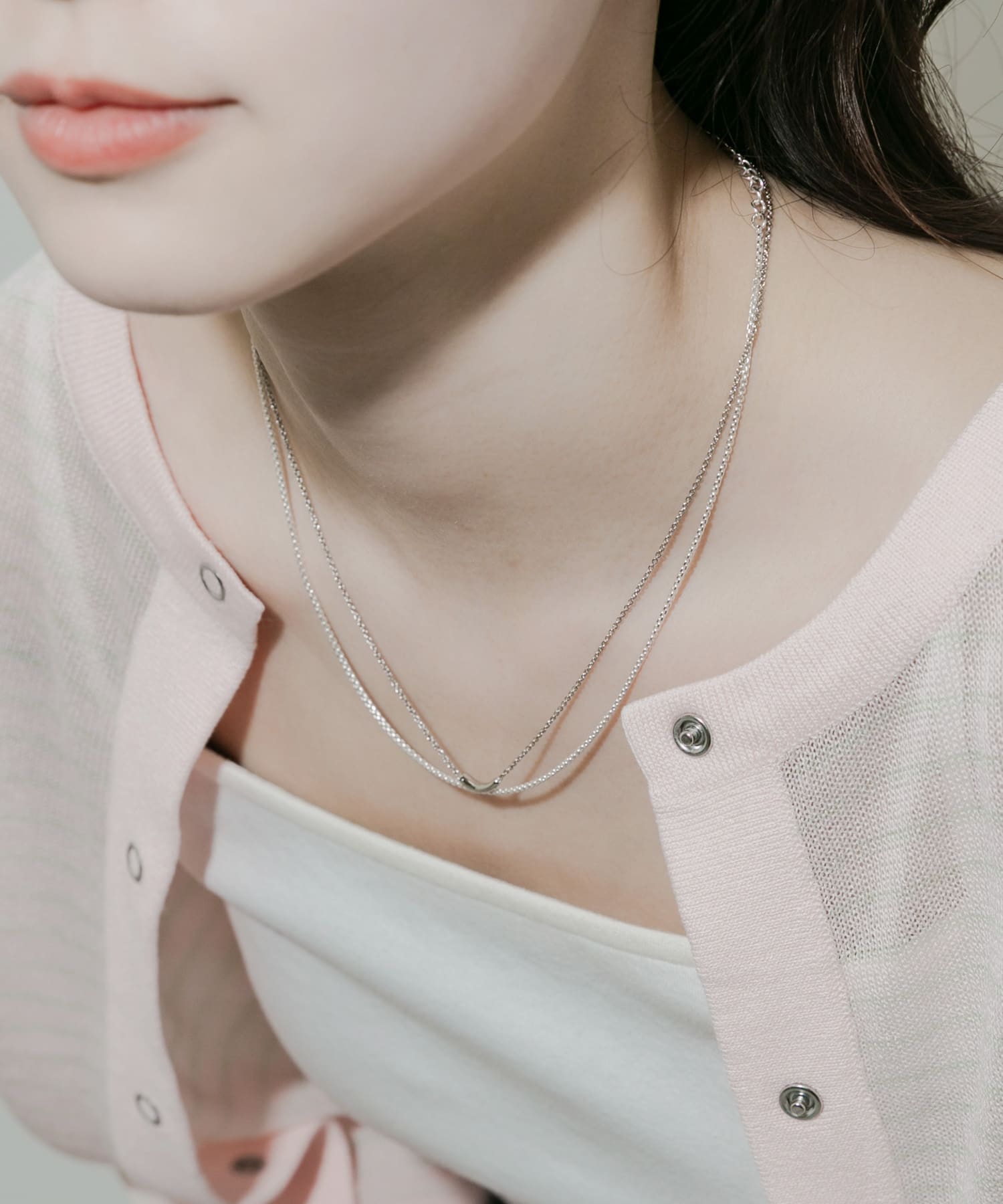 シンプルトップ2セットネックレス SLV -
