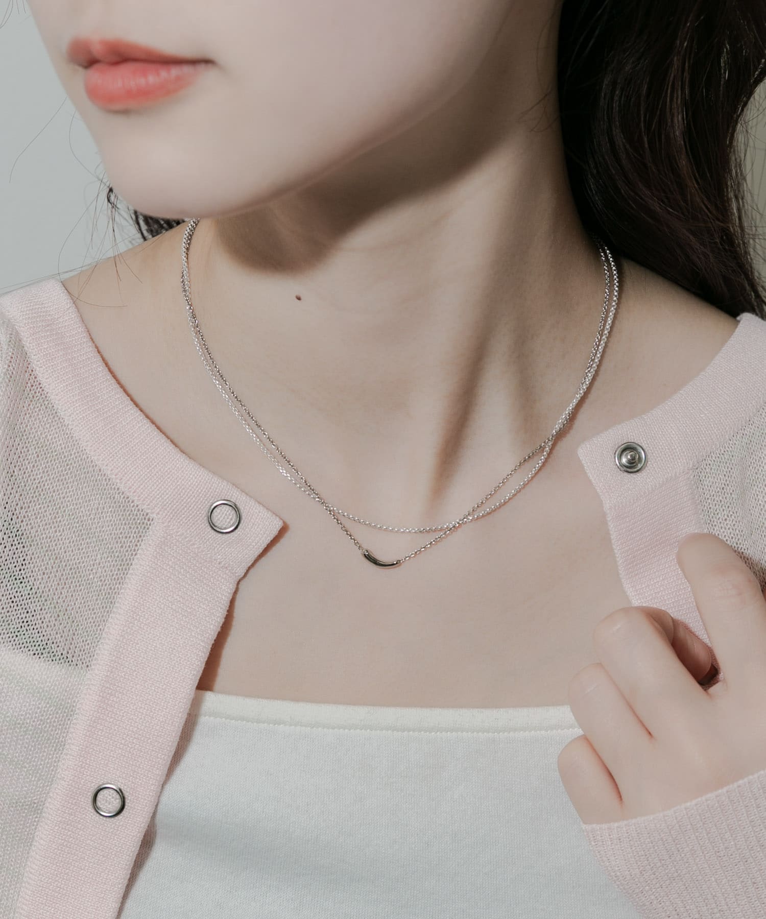 シンプルトップ2セットネックレス SLV -