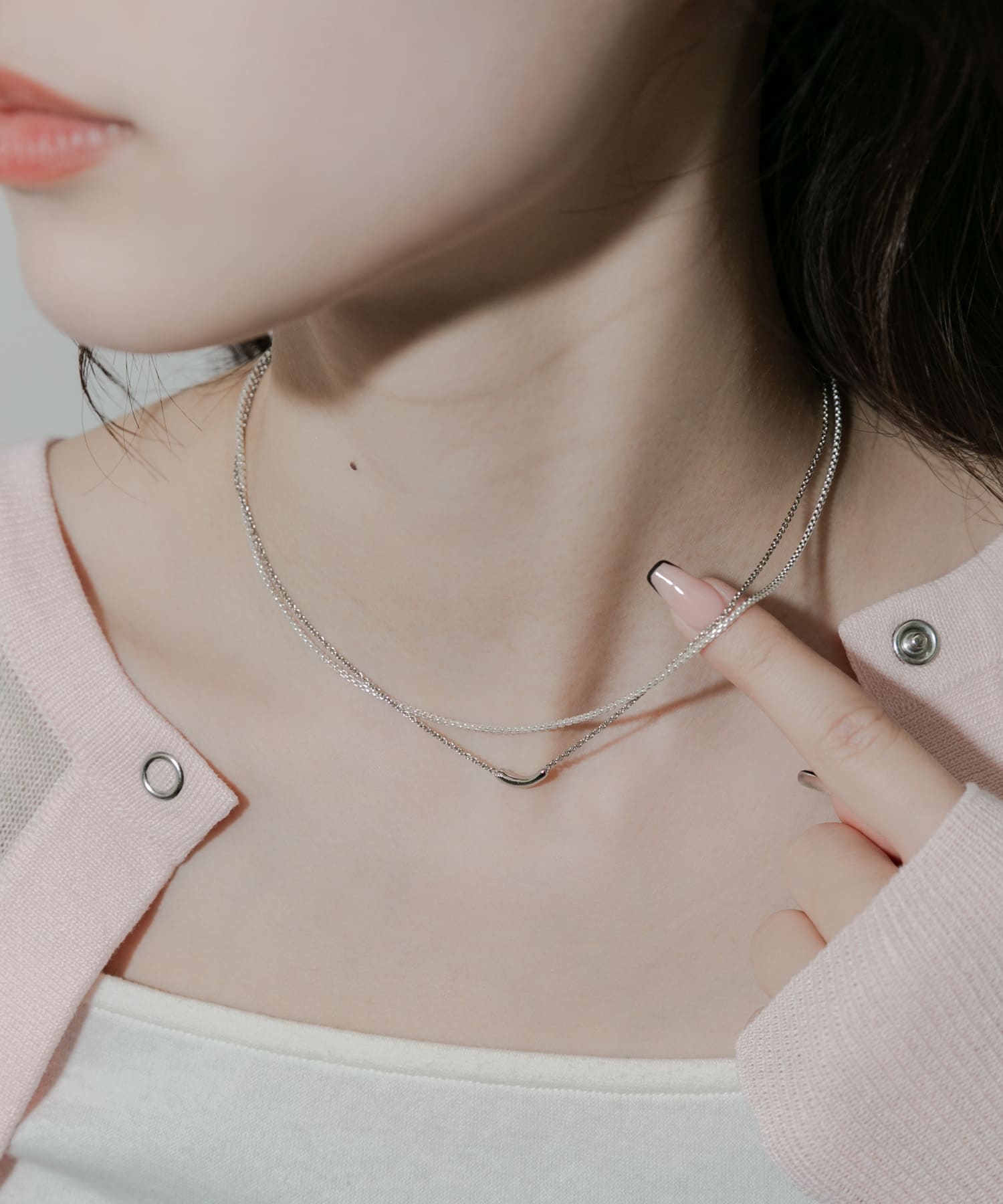 シンプルトップ2セットネックレス SLV -