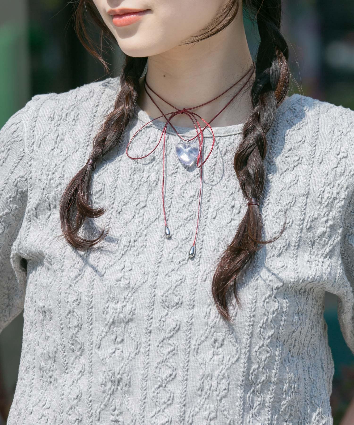 トップハートカラーコードネックレス(- RED/CLR): アクセサリー