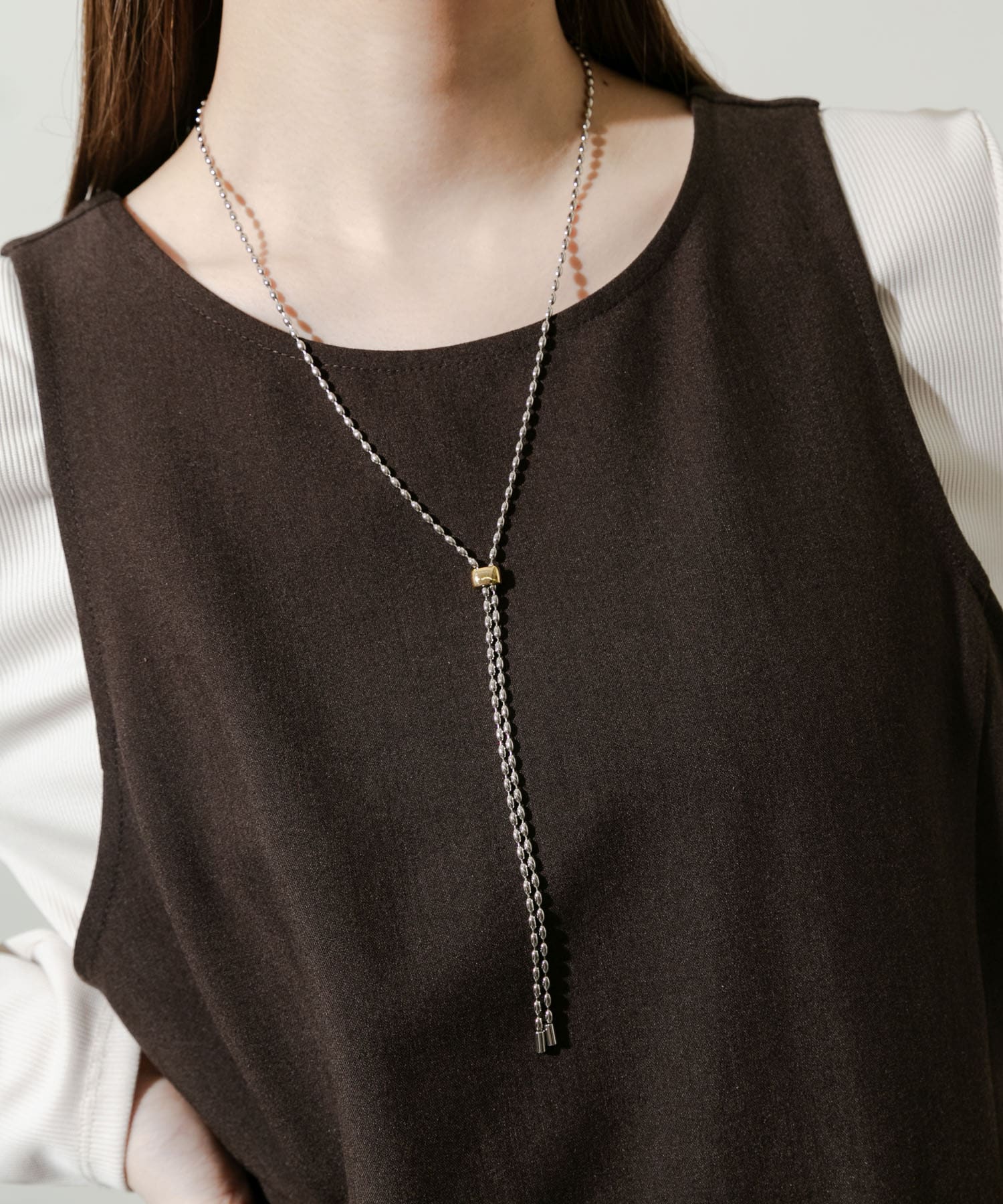 コンビスライドYネックレス SLV/GLD -