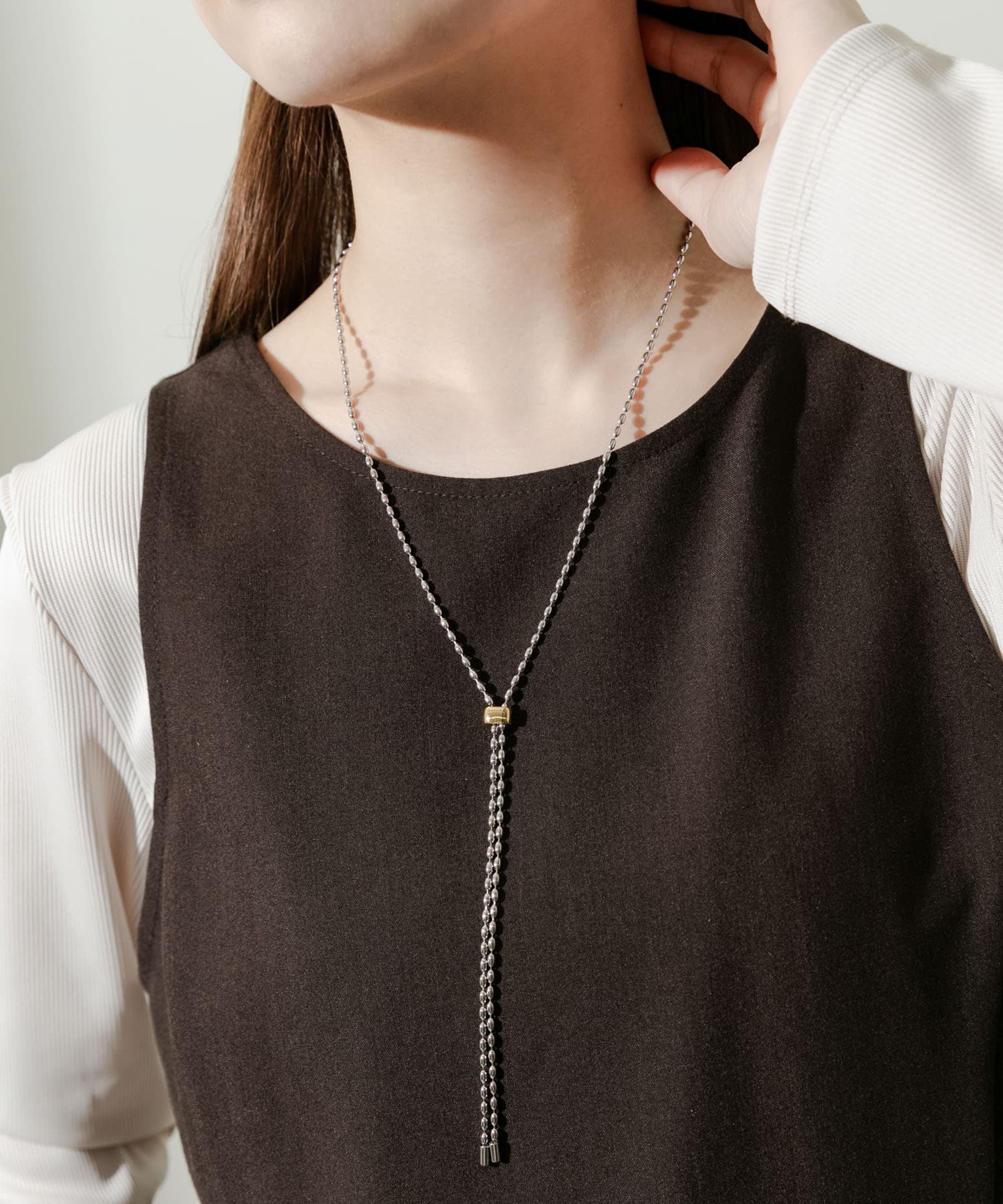 コンビスライドYネックレス SLV/GLD -