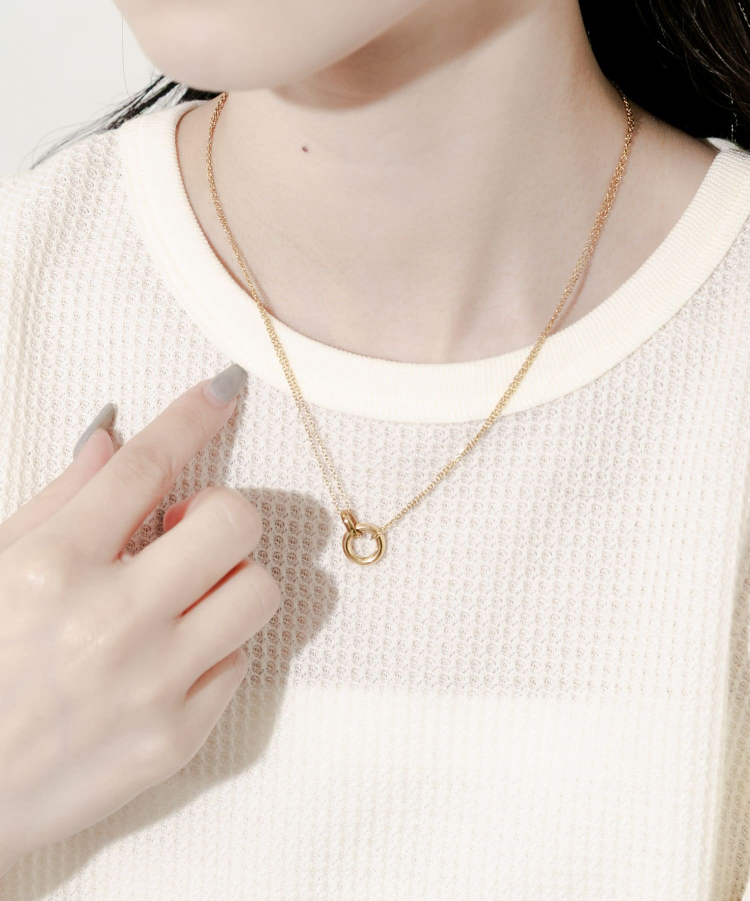 ステンレストップダブルチェーンネックレス GLD -