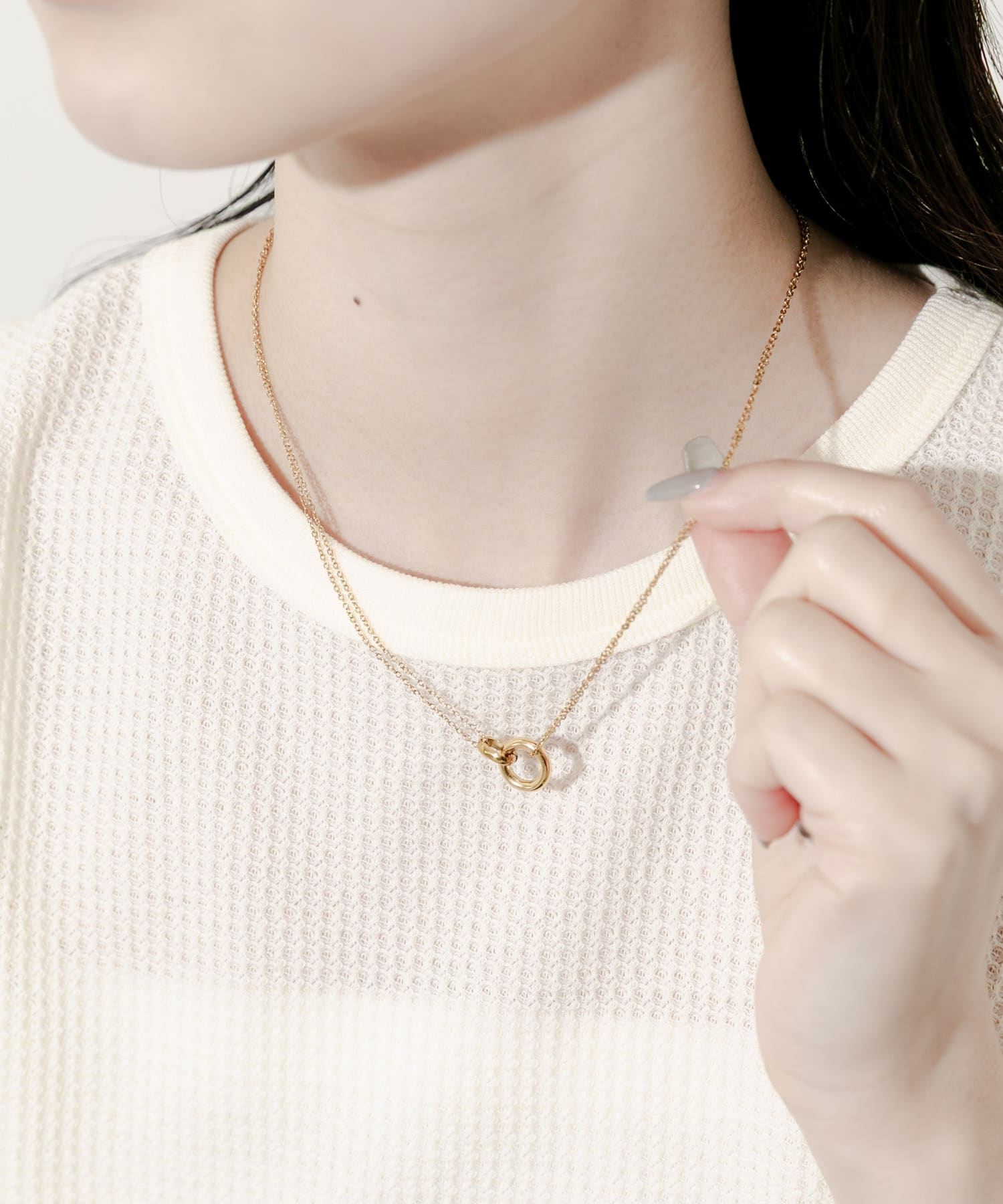 ステンレストップダブルチェーンネックレス GLD -