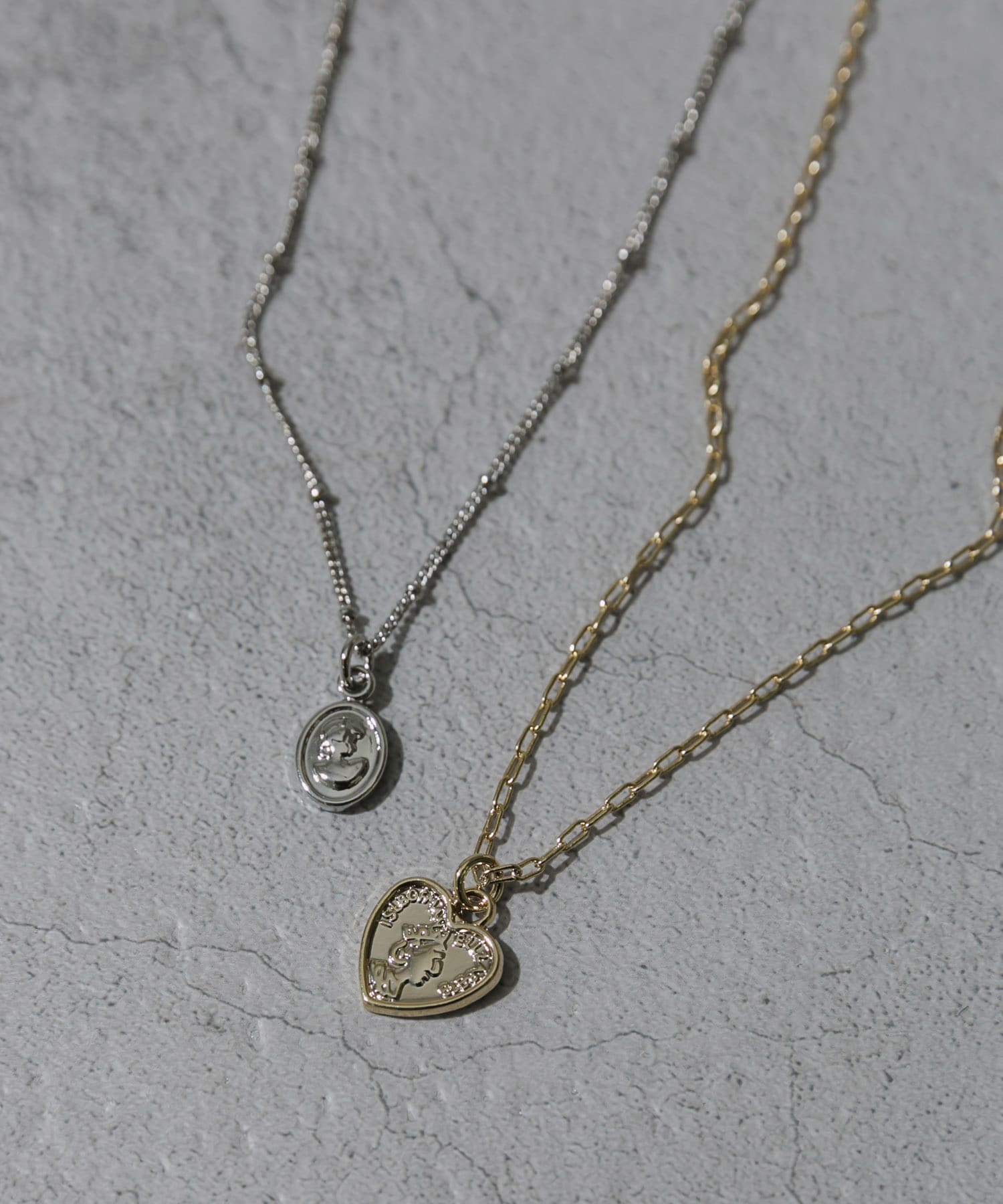 ハートコイン2セットネックレス GLD/SLV -