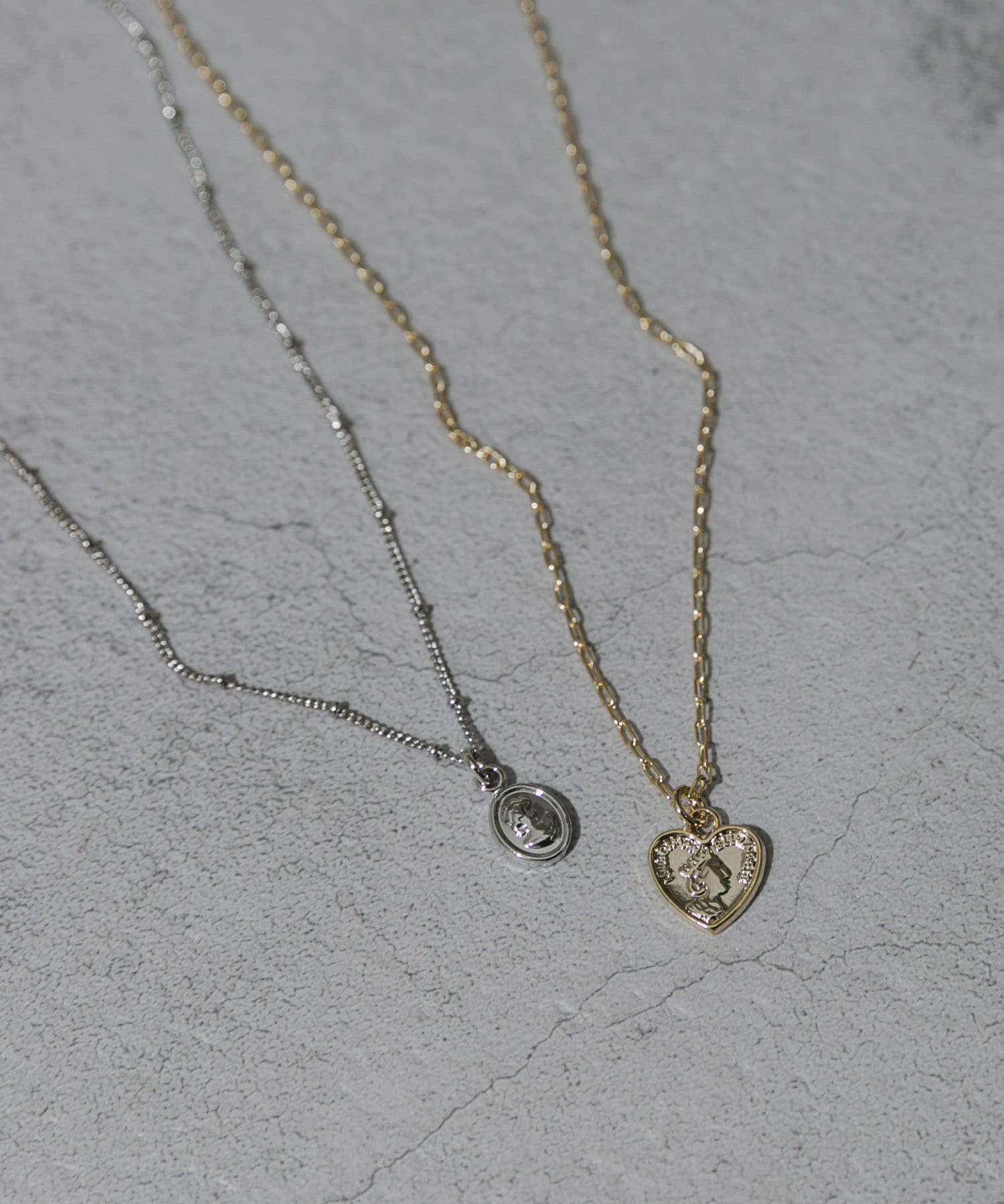 ハートコイン2セットネックレス GLD/SLV -