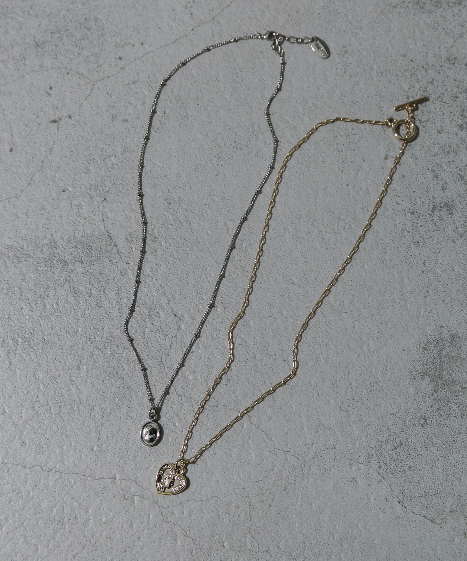 ハートコイン2セットネックレス GLD/SLV -