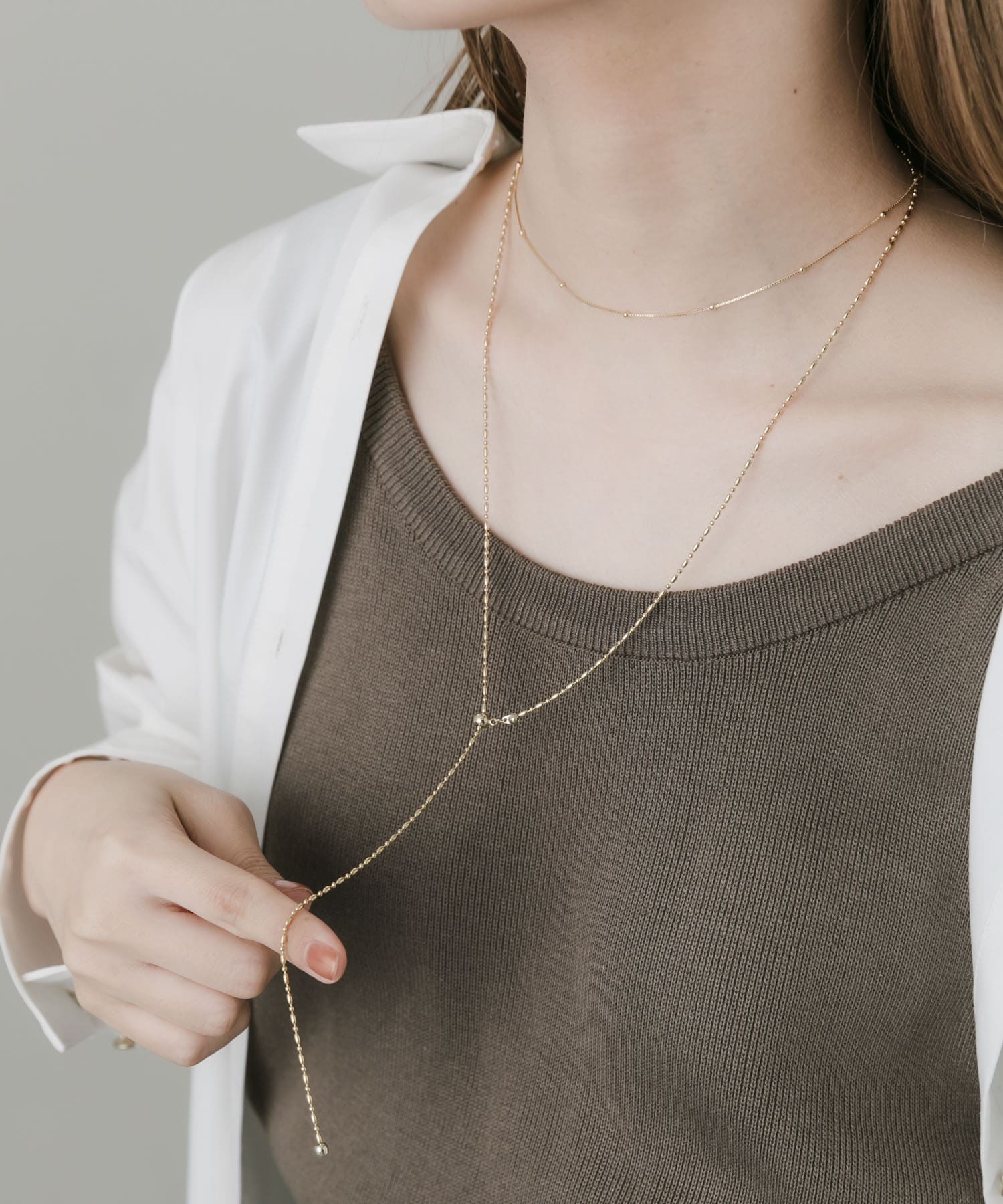 ショートロングチェーン2セットネックレス GLD -