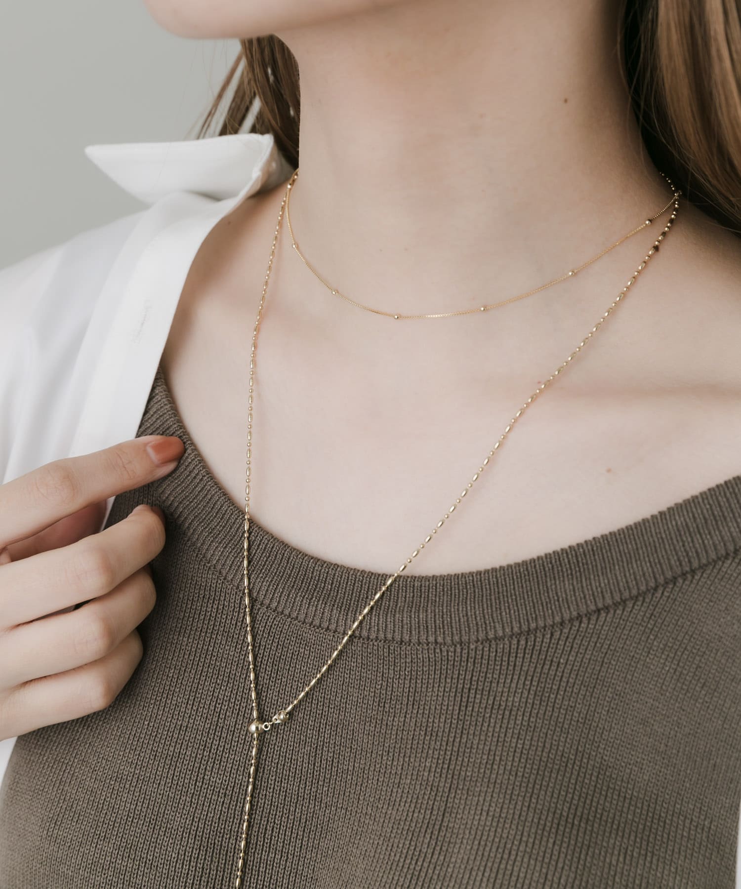 ショートロングチェーン2セットネックレス GLD -