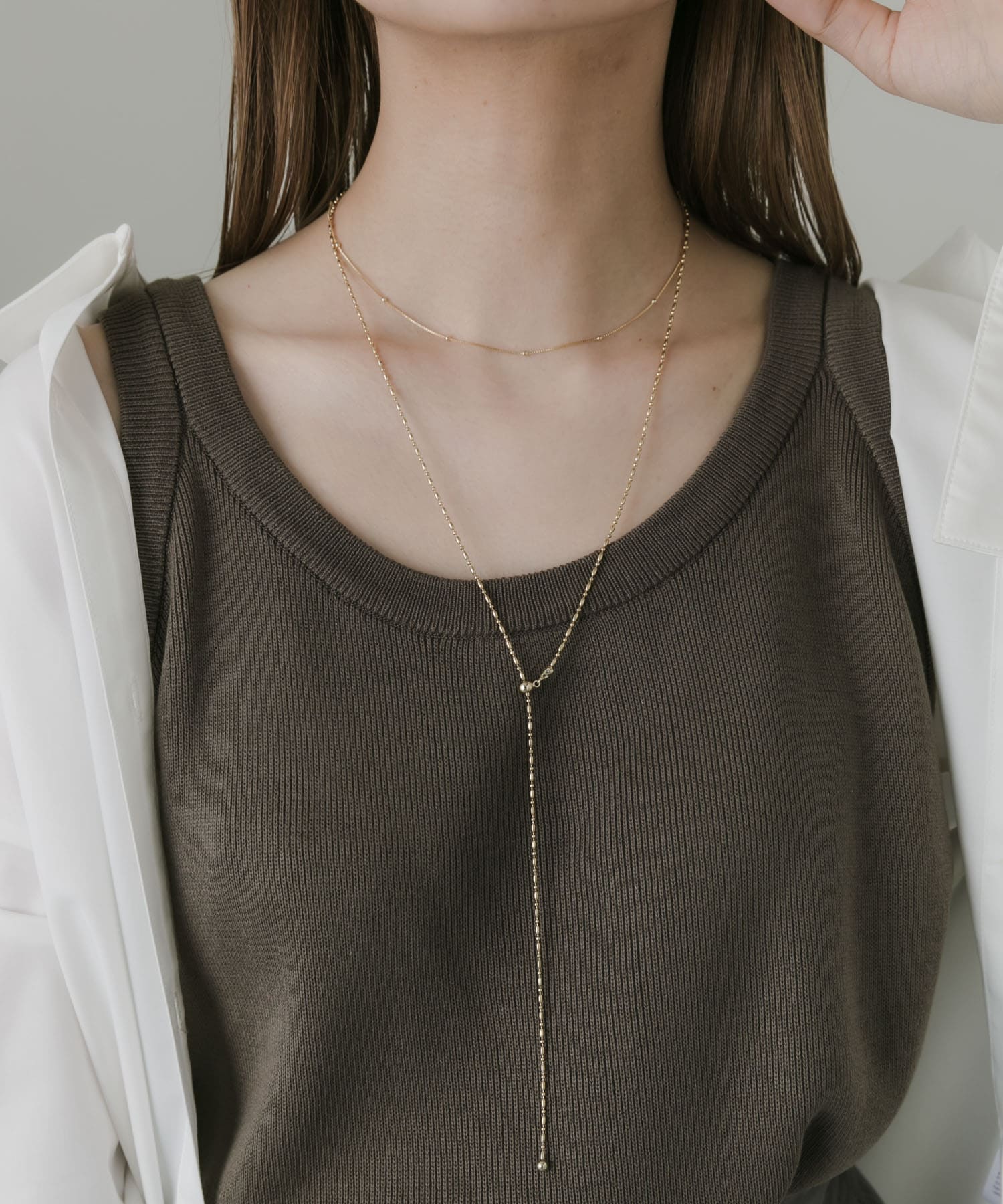 ショートロングチェーン2セットネックレス GLD -