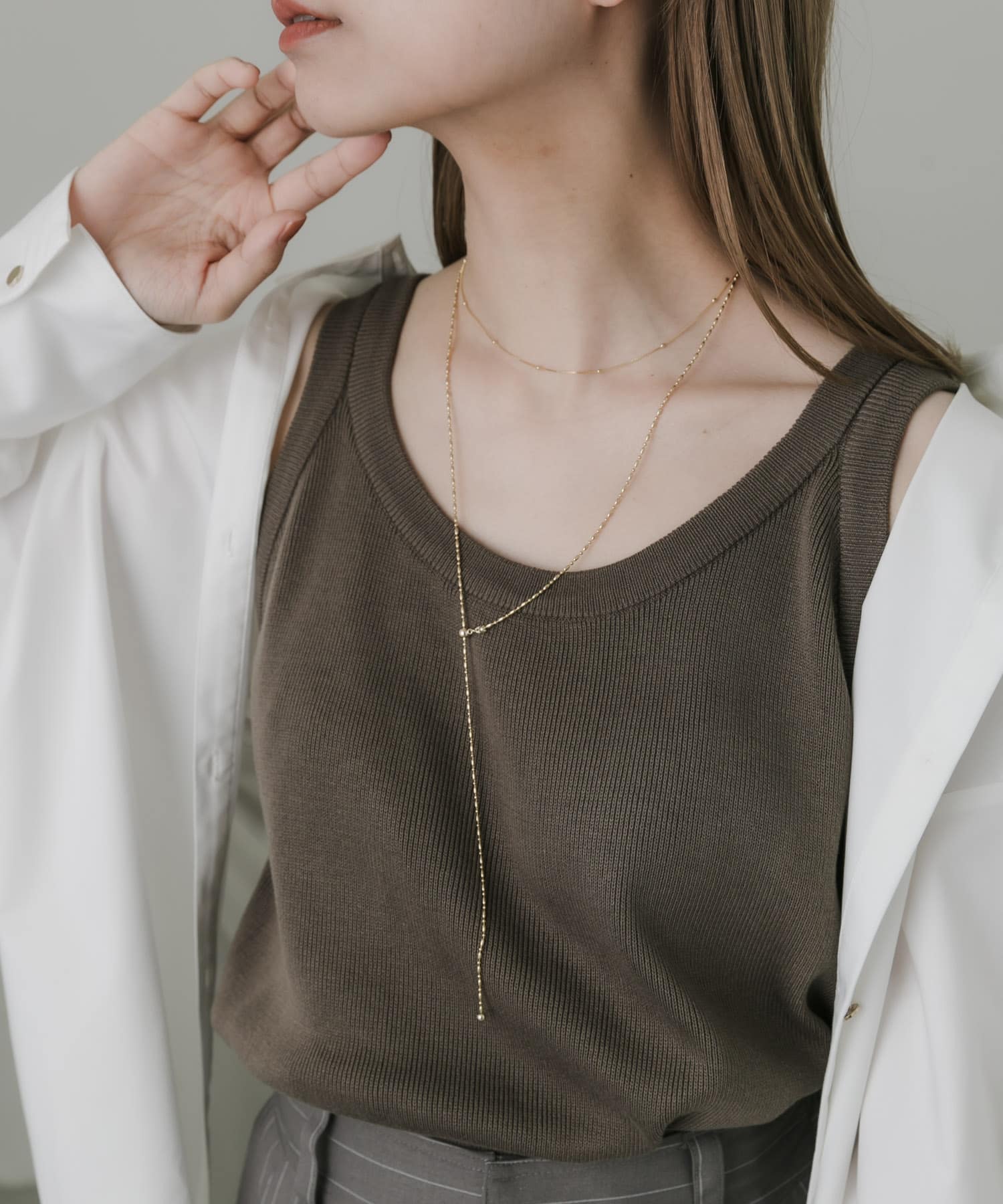 ショートロングチェーン2セットネックレス GLD -
