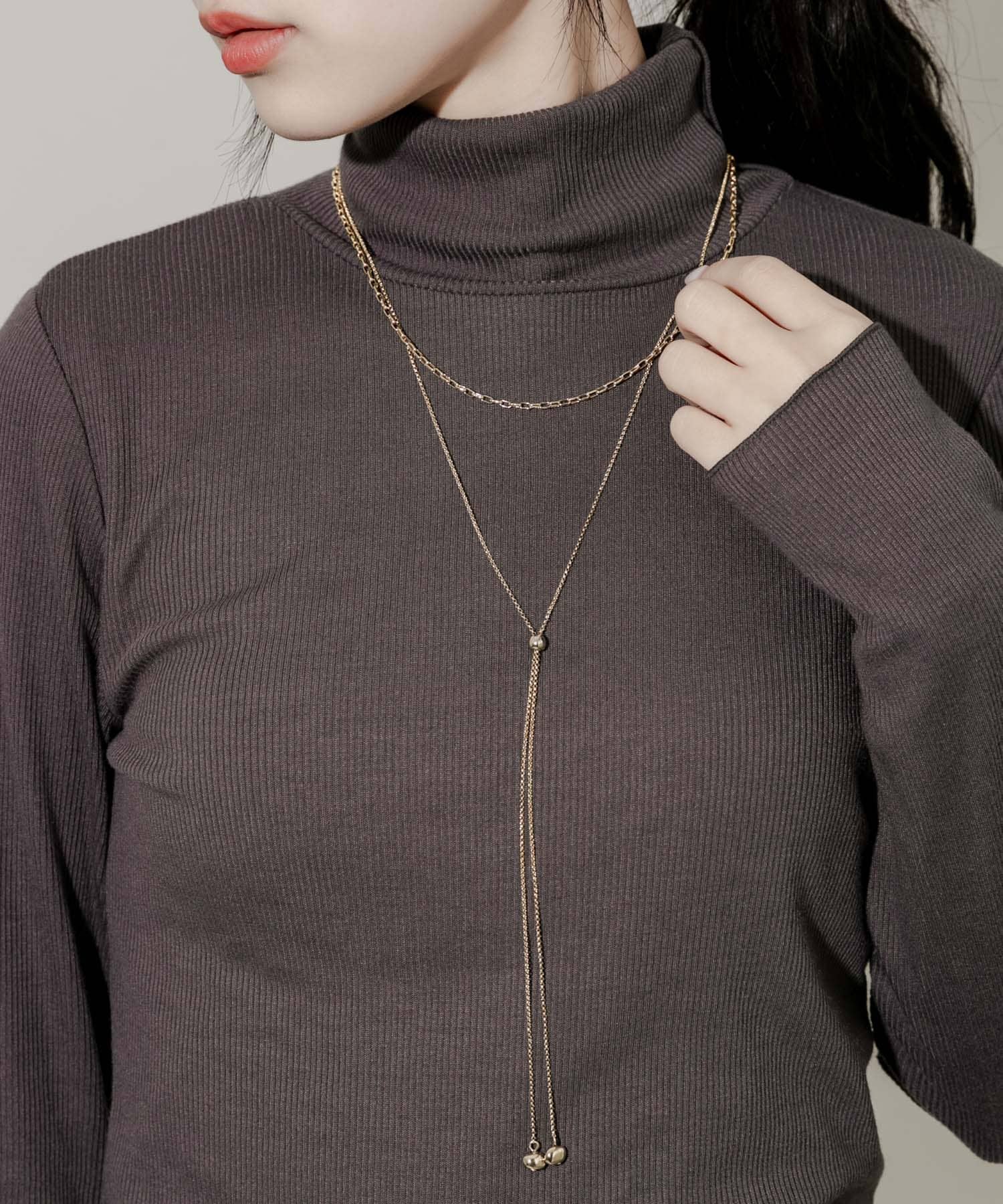 ボールスライドメタルチェーン2セットネックレス