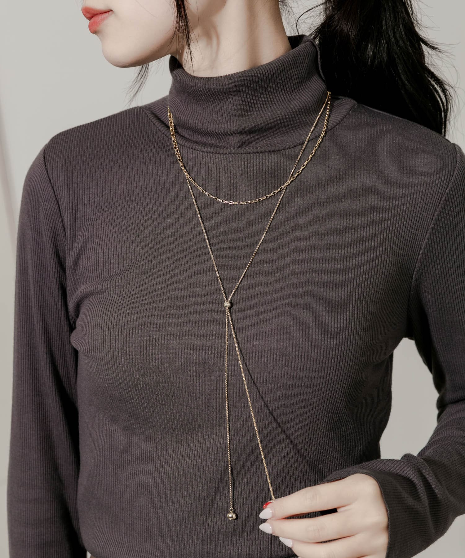 ボールスライドメタルチェーン2セットネックレス GLD -