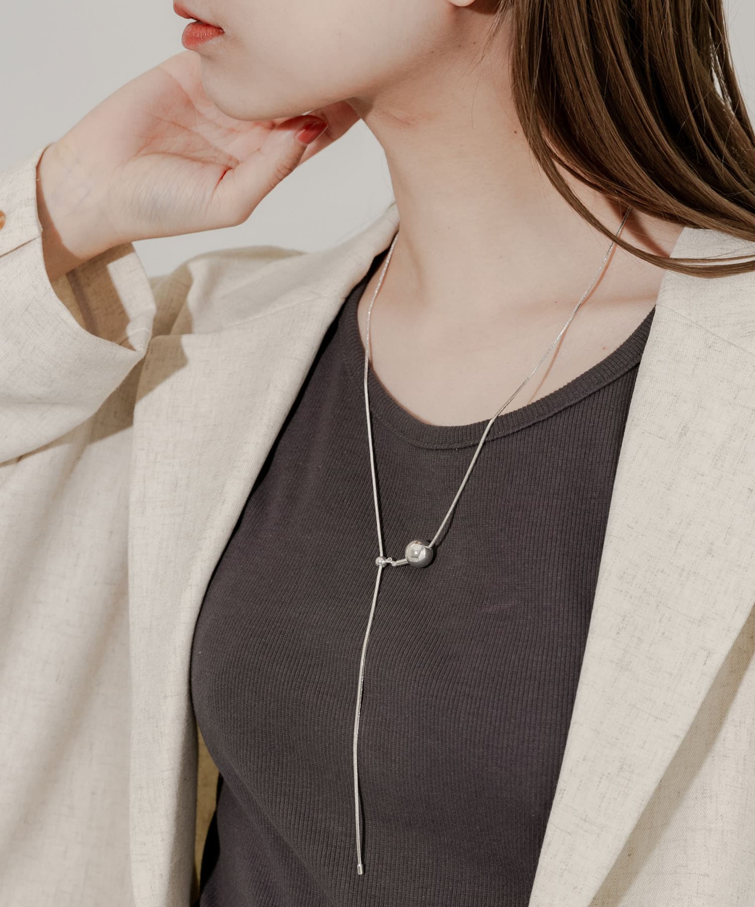 ボールトップスライドYネックレス SLV -