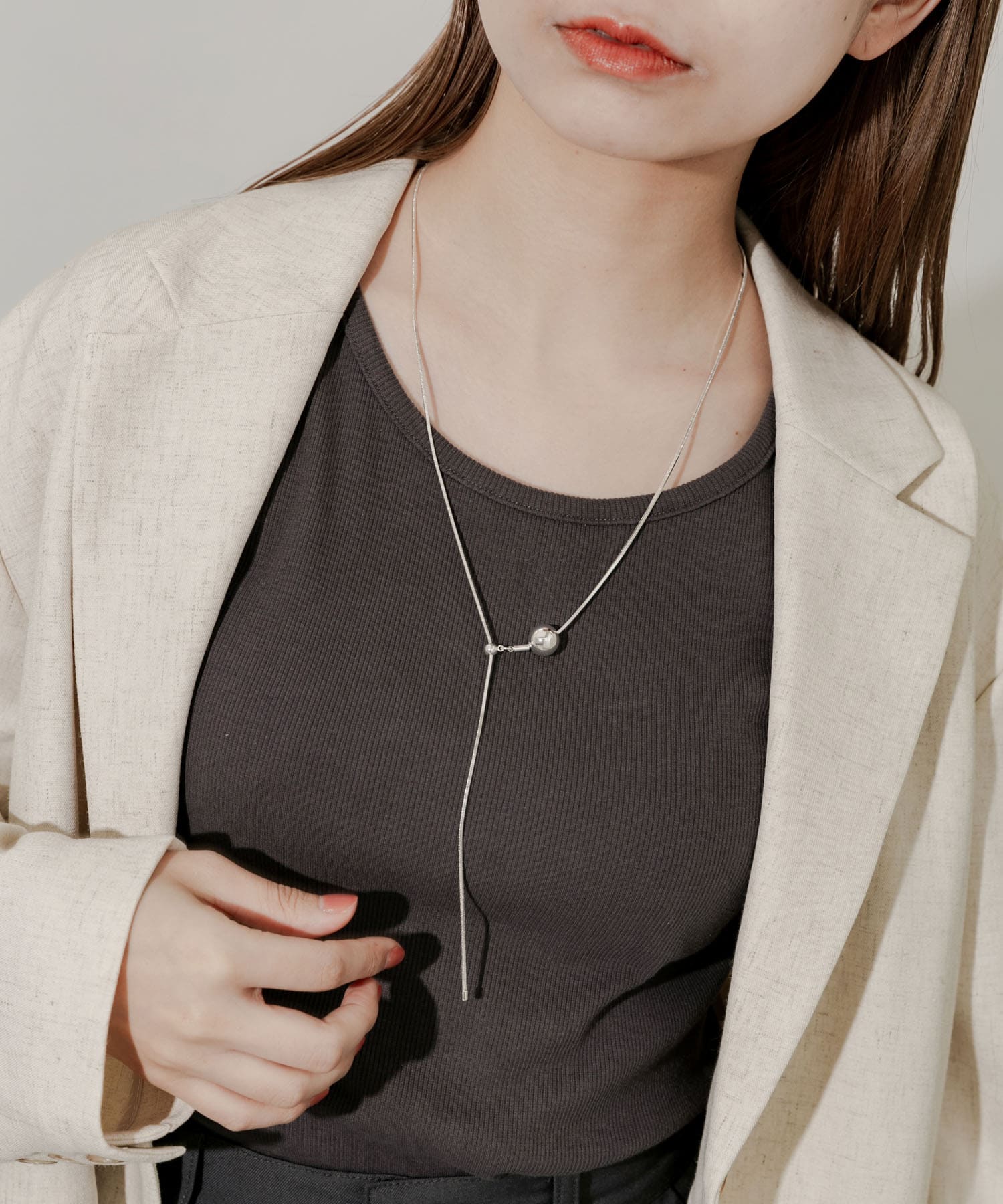 ボールトップスライドYネックレス SLV -