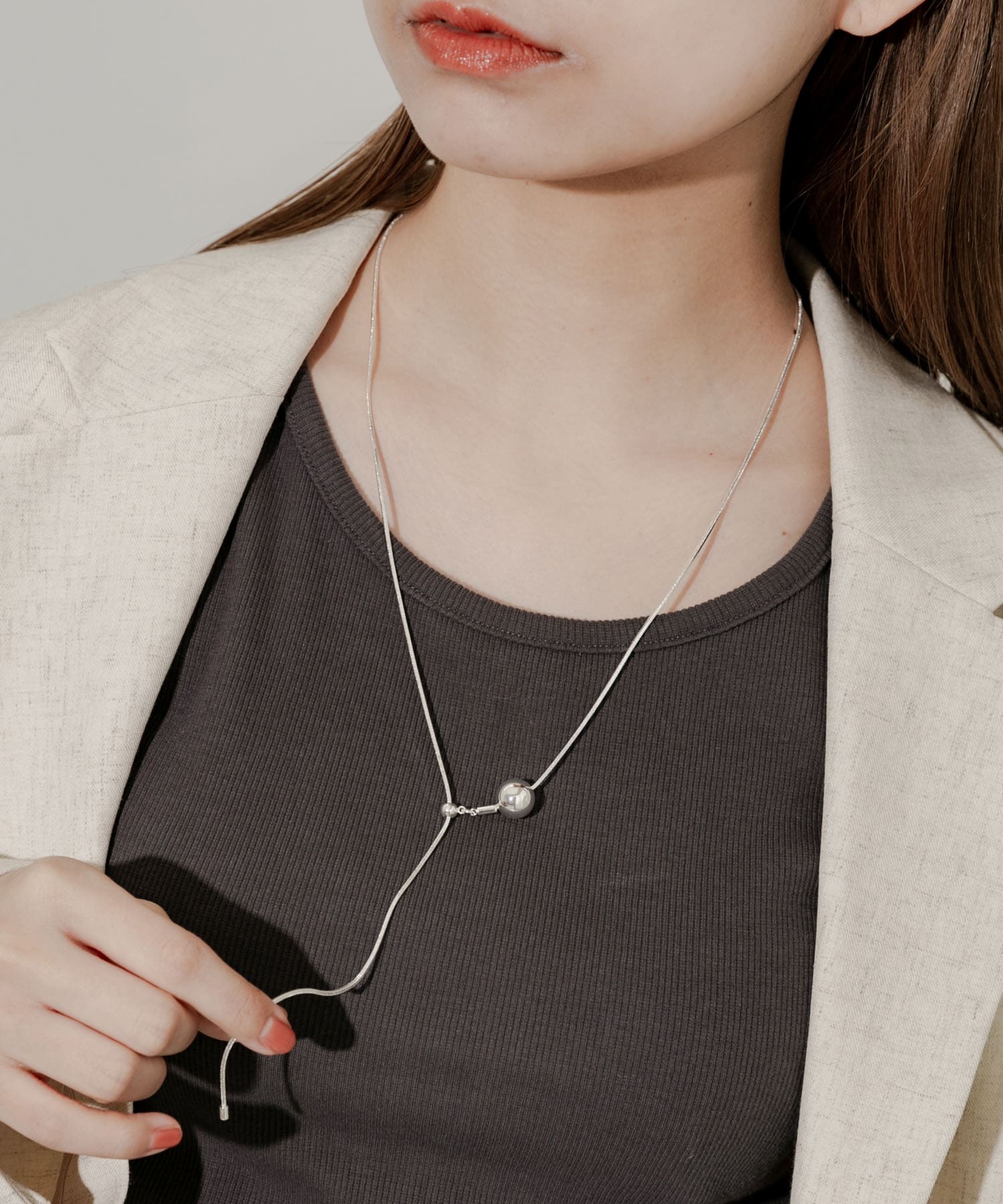 ボールトップスライドYネックレス SLV -