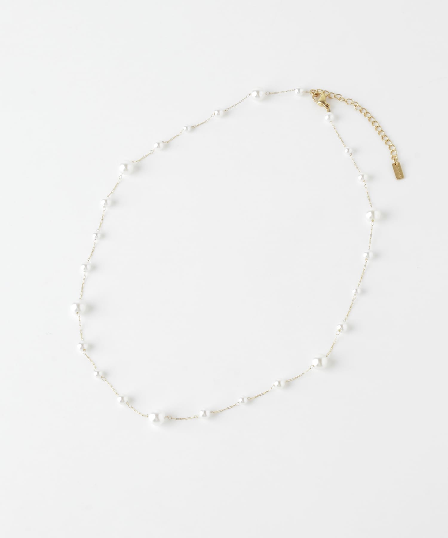 ステンレスパールチェーンネックレス WHT -