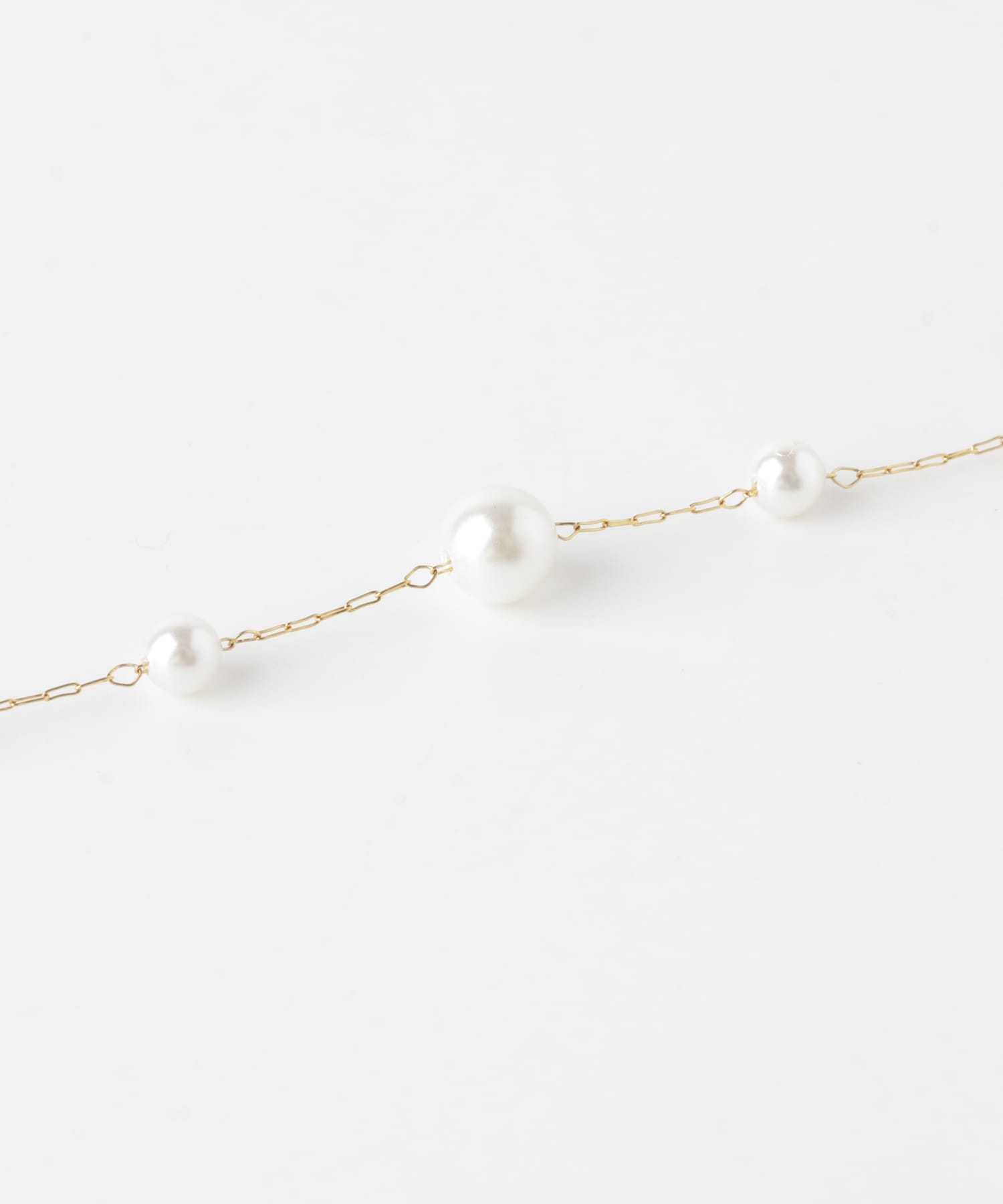 ステンレスパールチェーンネックレス WHT -
