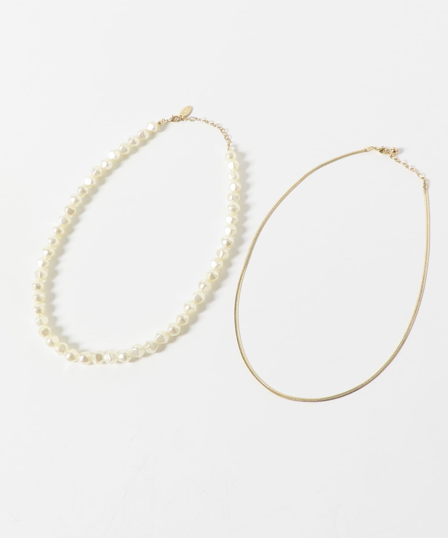 パールスネークチェーン2セットネックレス IVO/GLD -
