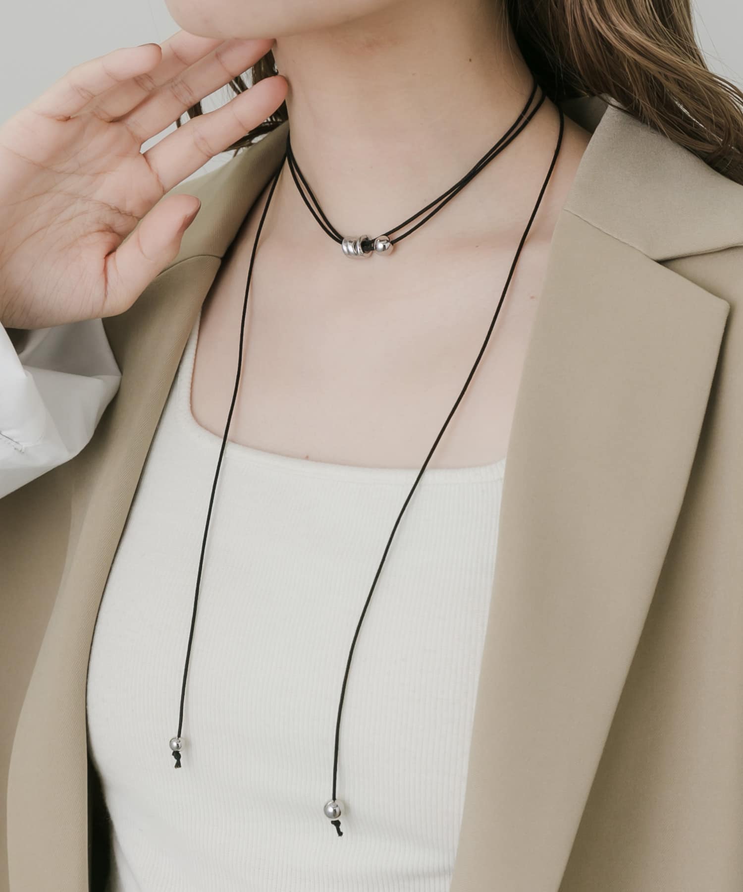 ボールマルチWAYチョーカーネックレス BLK -