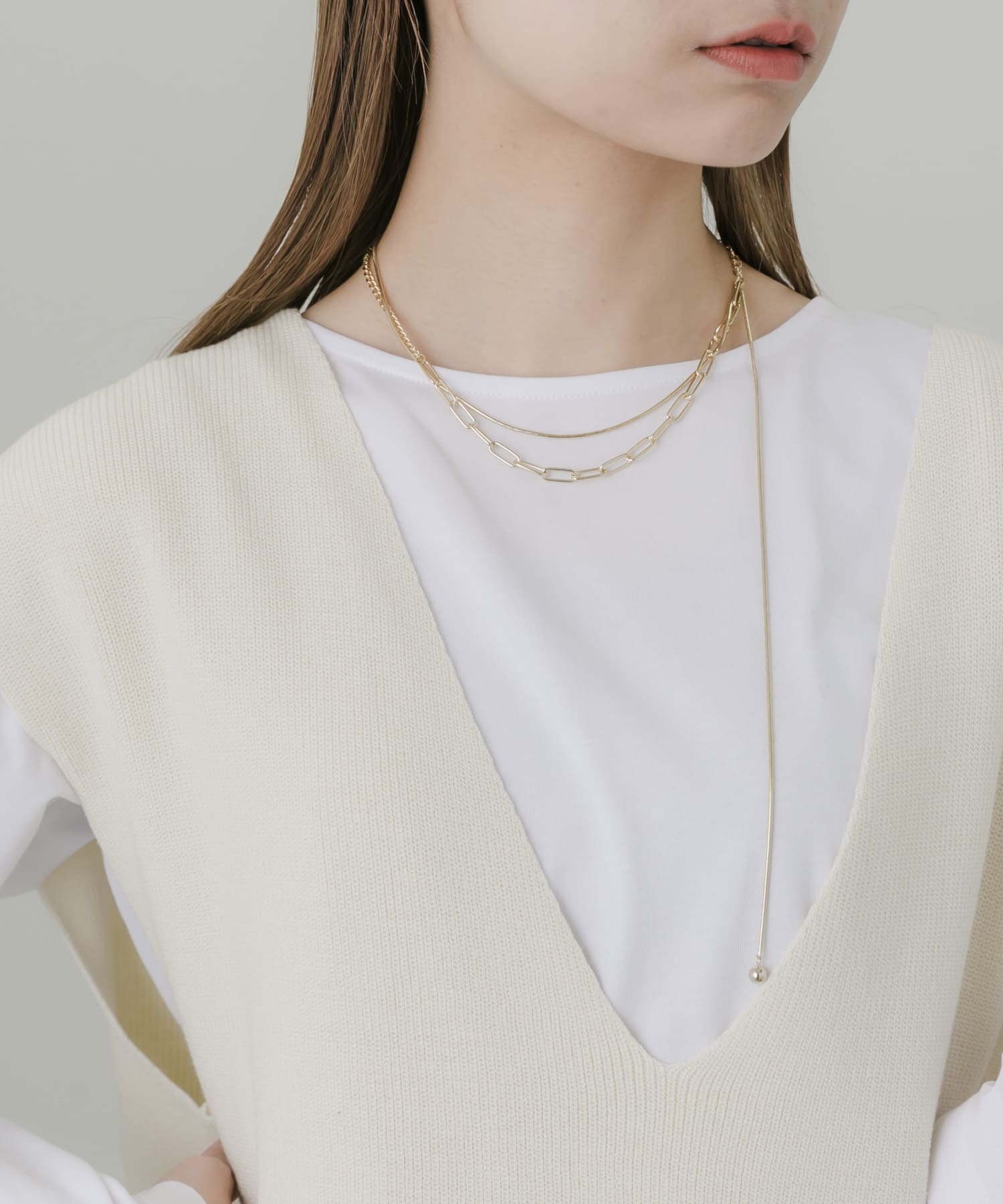 チェーン2レイヤードネックレス GLD -