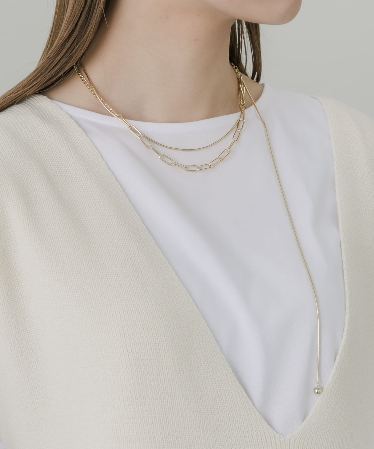 チェーン2レイヤードネックレス GLD -