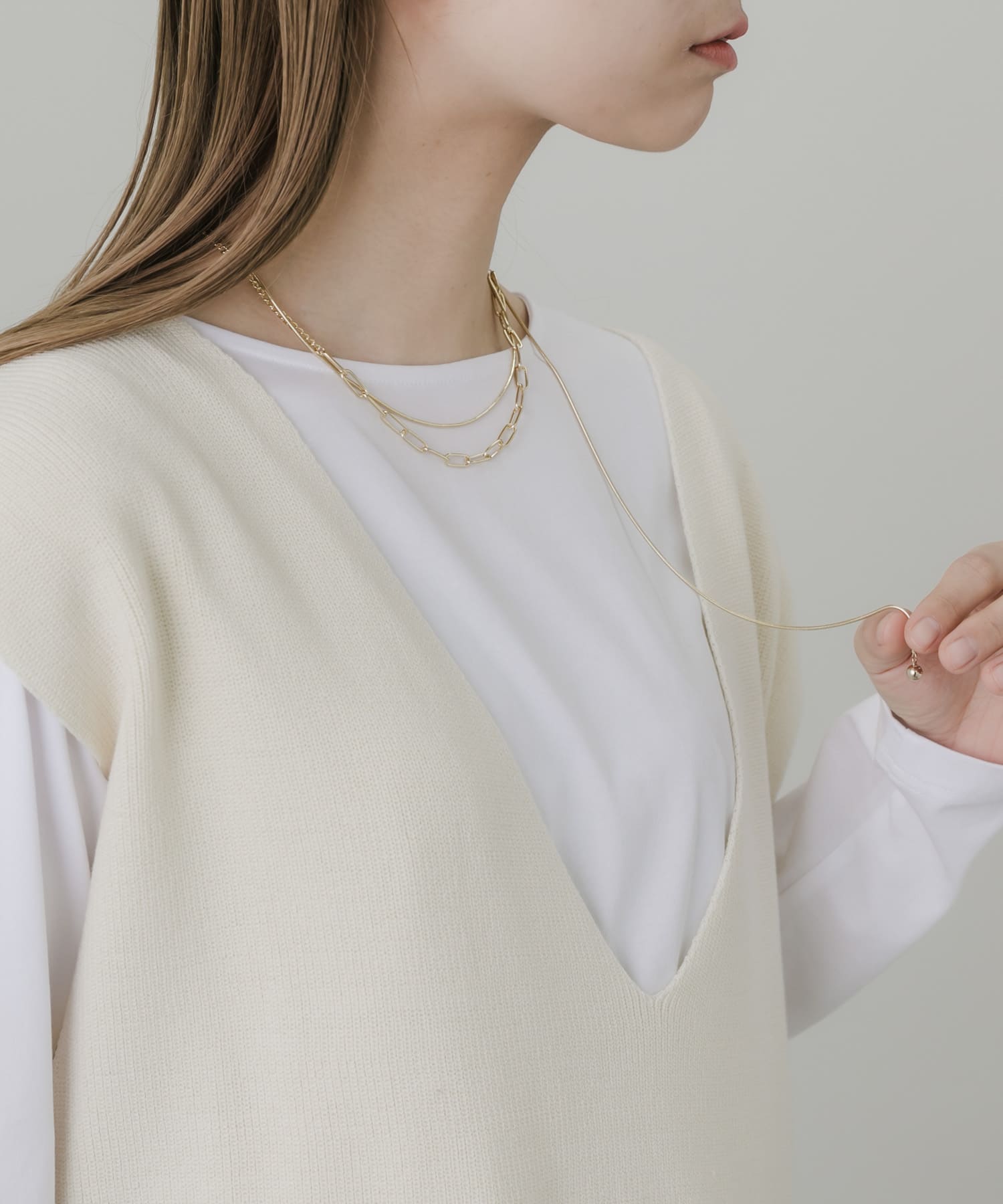 チェーン2レイヤードネックレス GLD -