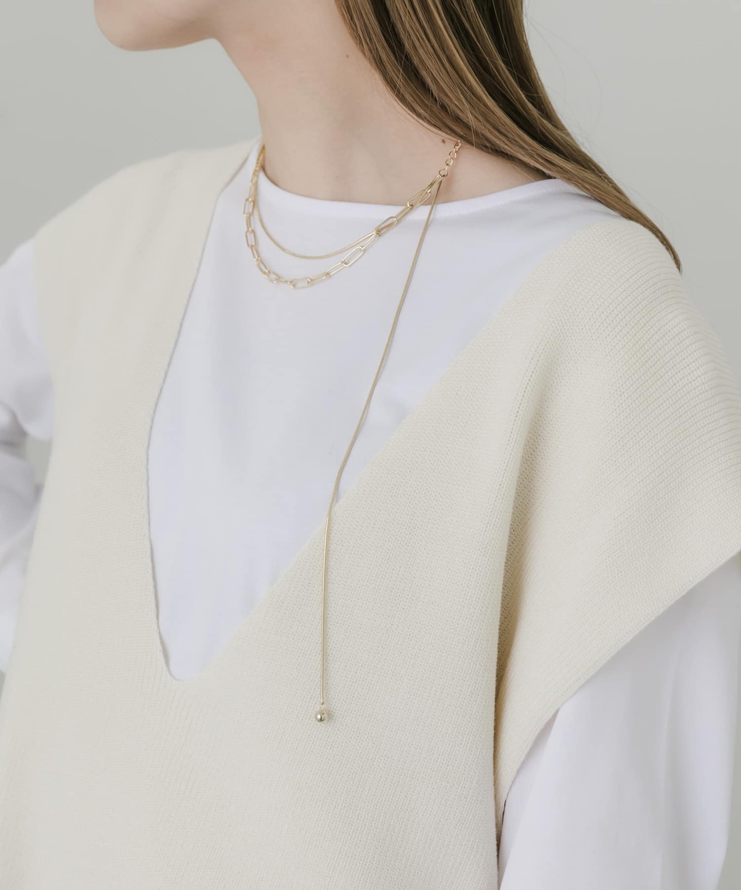 チェーン2レイヤードネックレス GLD -