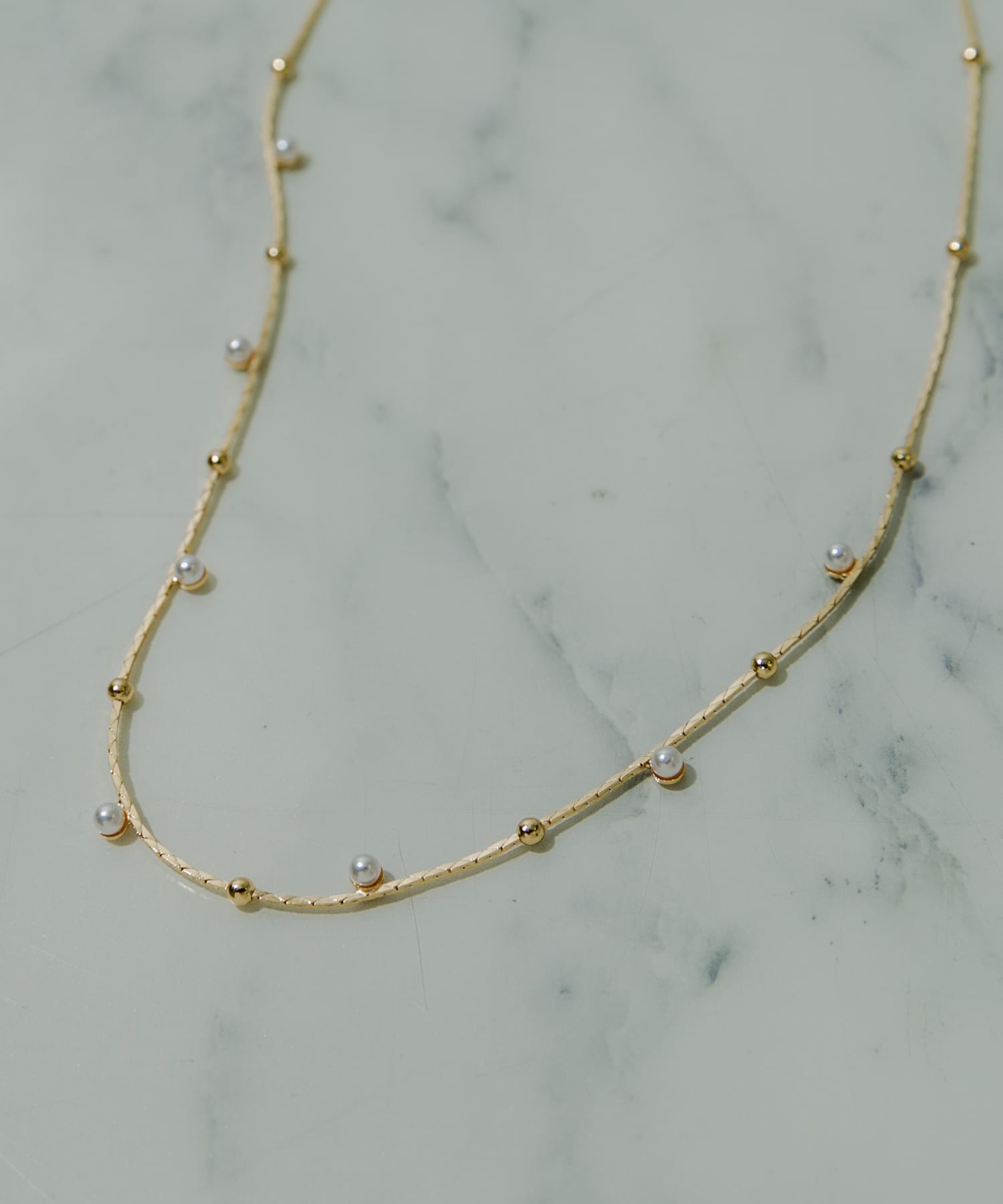 パールメタルチェーンシンプルネックレス