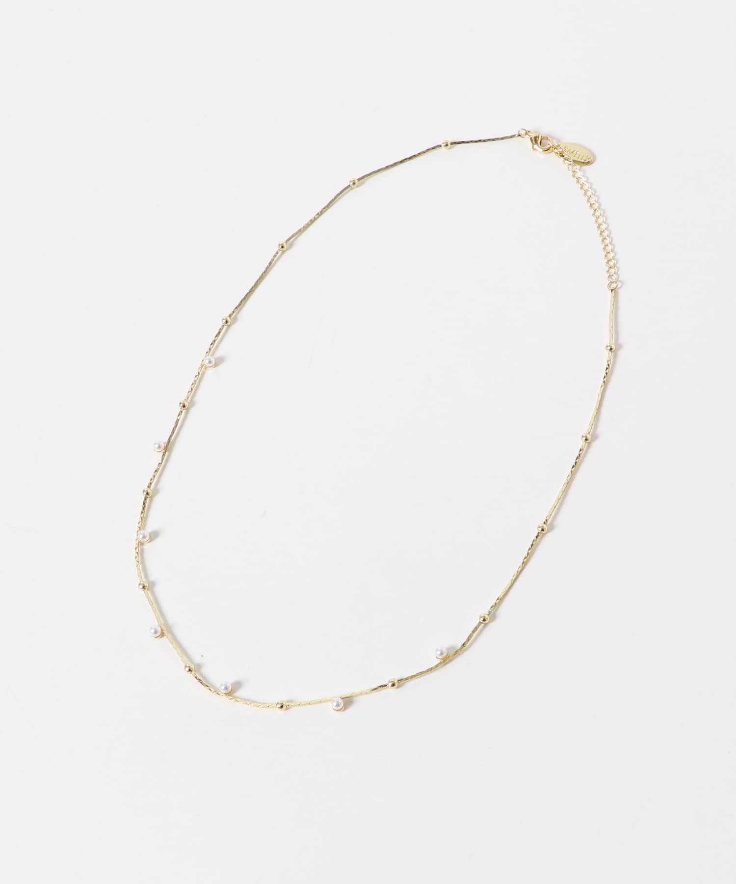 パールメタルチェーンシンプルネックレス GLD -