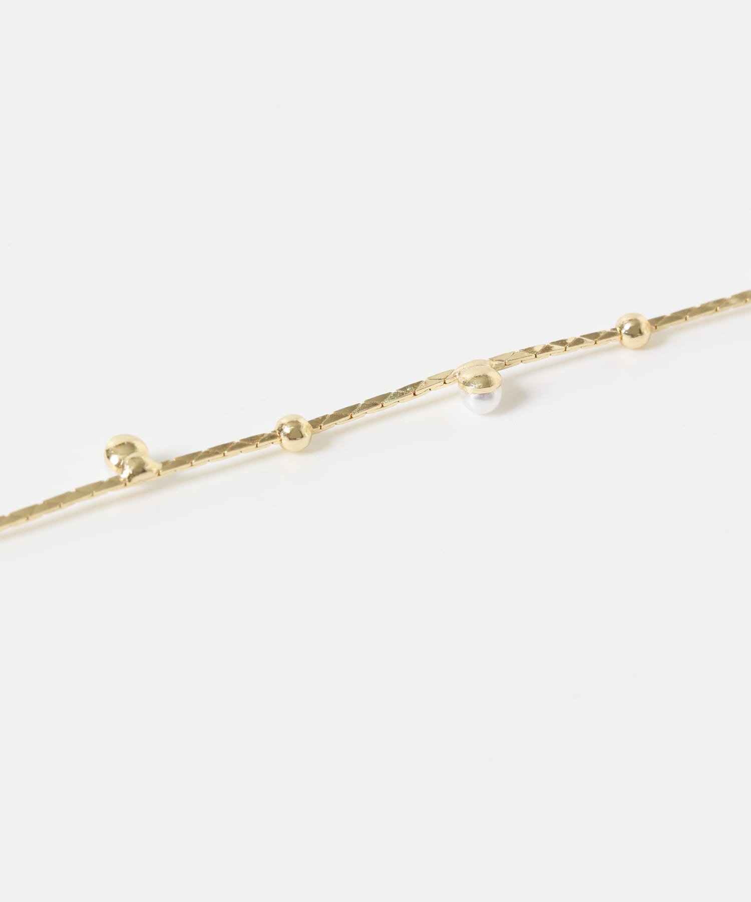 パールメタルチェーンシンプルネックレス GLD -